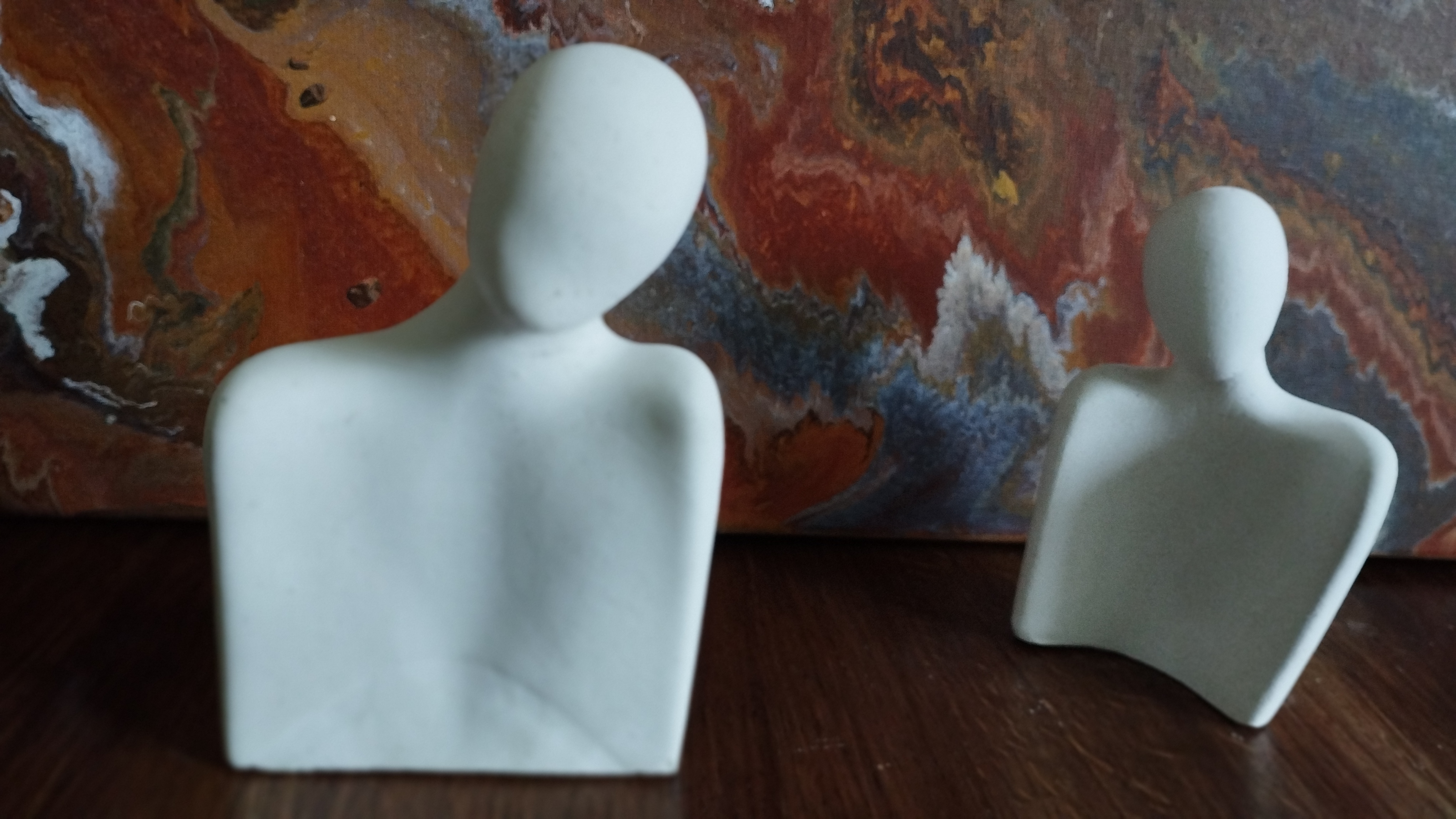 Handmade concrete silhouette couple figurines, ornaments, coffee table decor, shelf decor