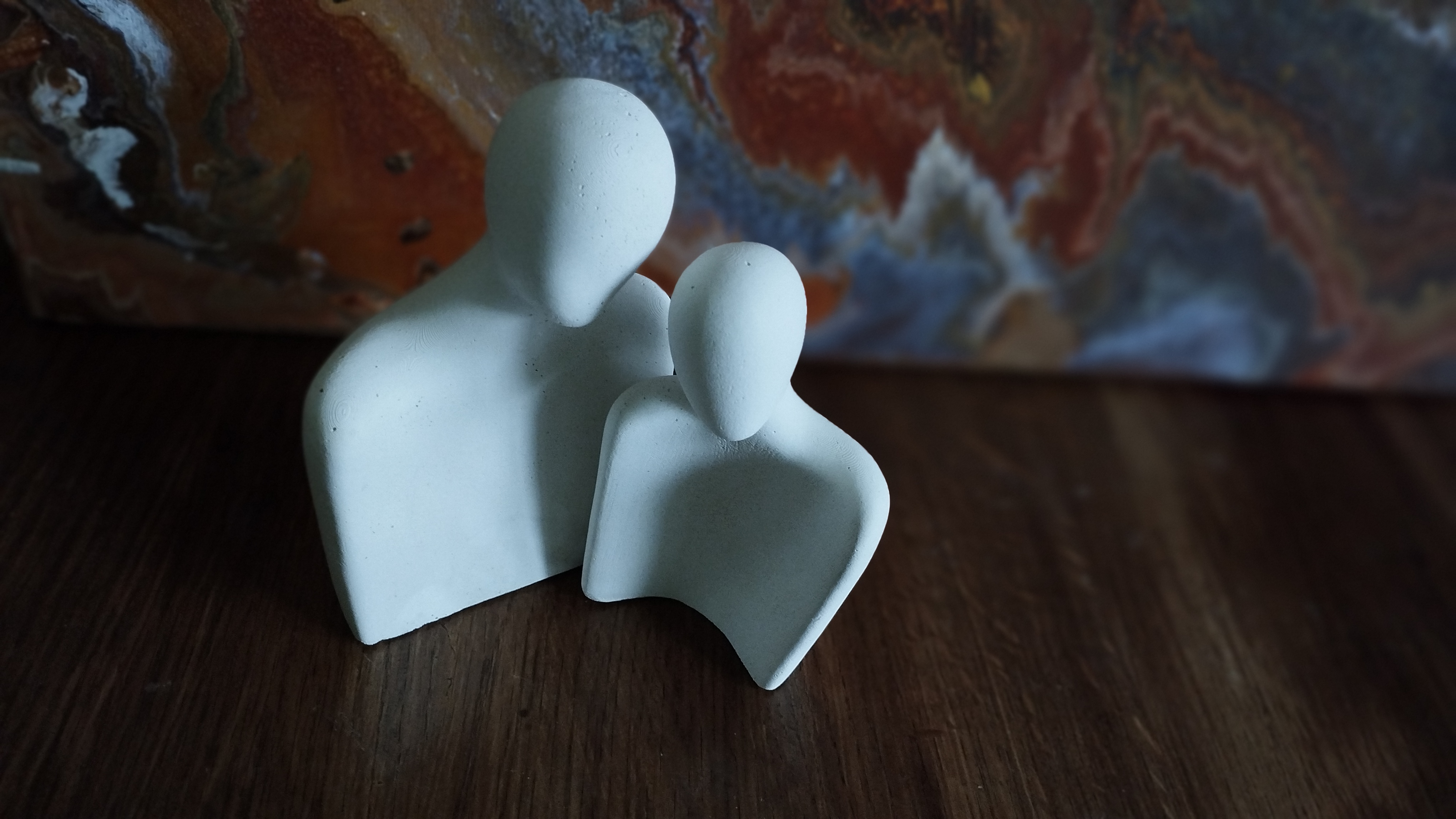 Handmade concrete silhouette couple figurines, ornaments, coffee table decor, shelf decor