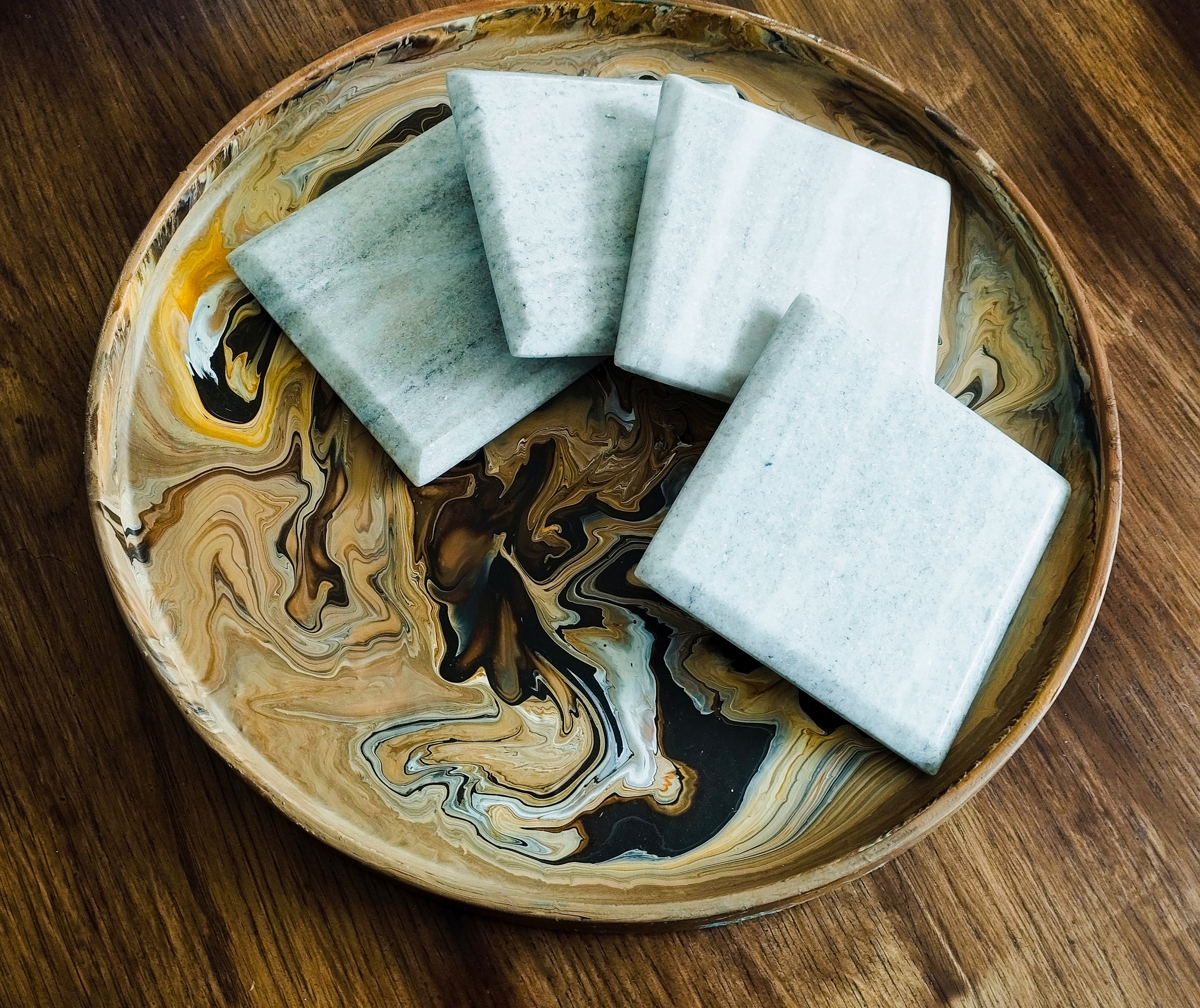 Handmade marble coasters set of 4