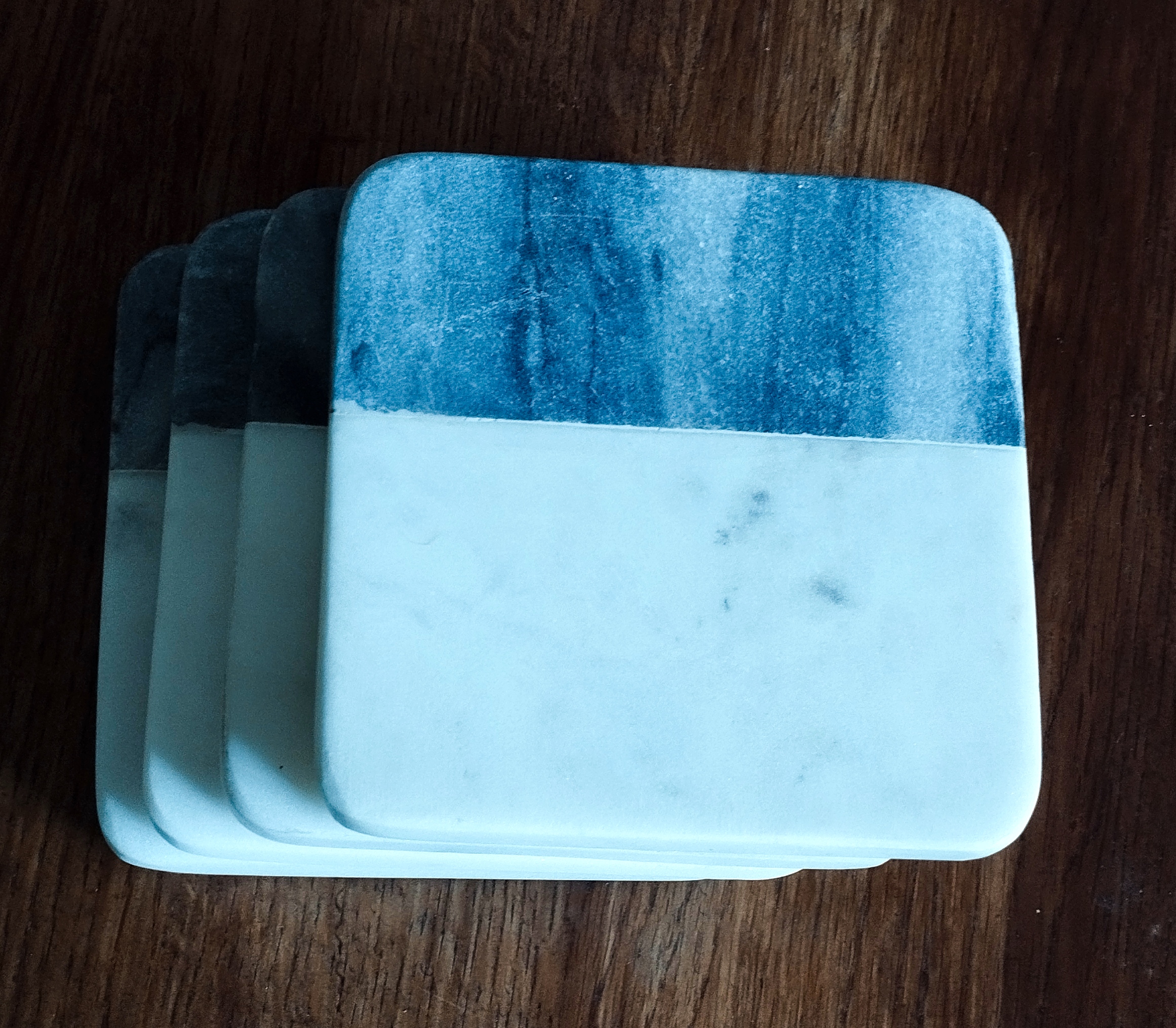 set of 4 Handmade two tone marble coasters