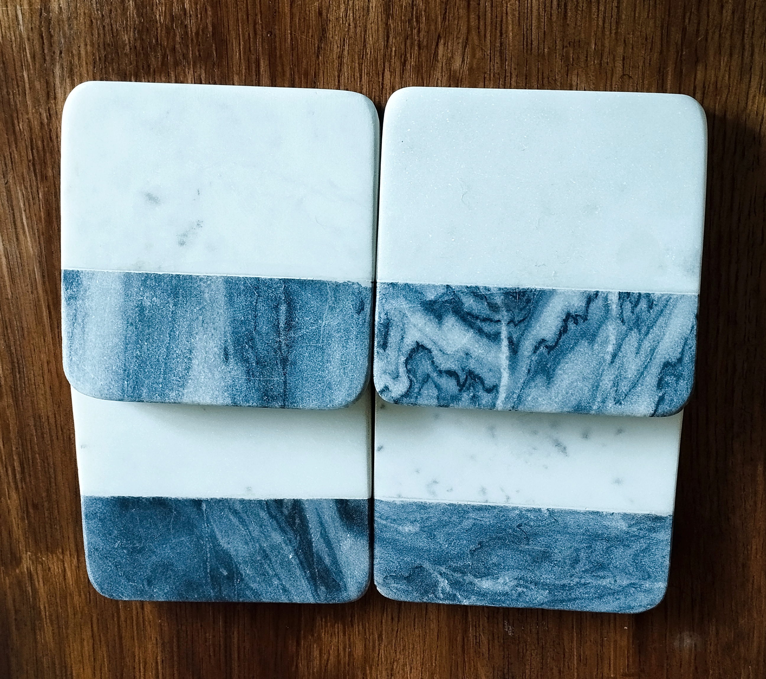 set of 4 Handmade  two tone marble coasters 