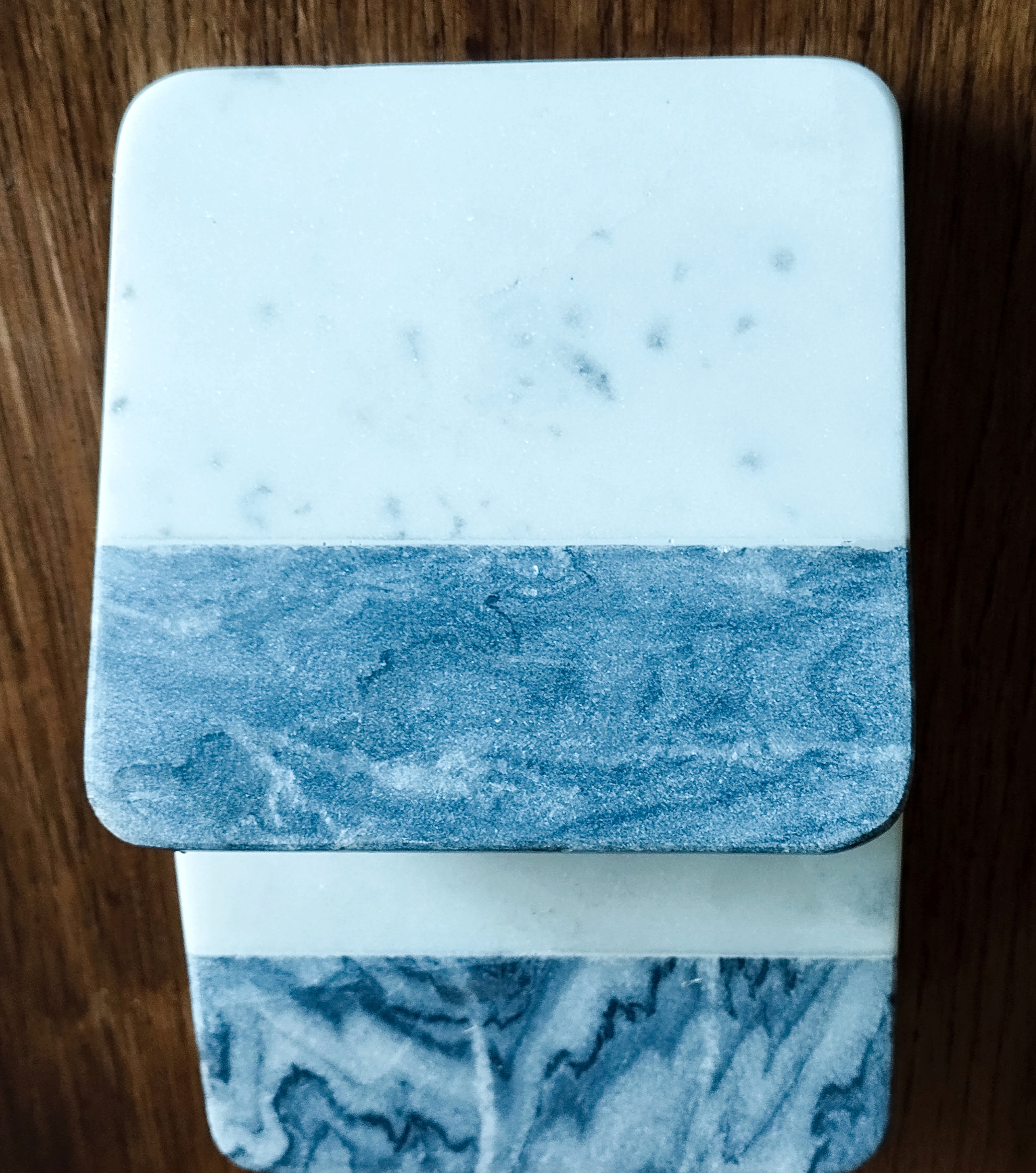set of 4 Handmade  two tone marble coasters 
