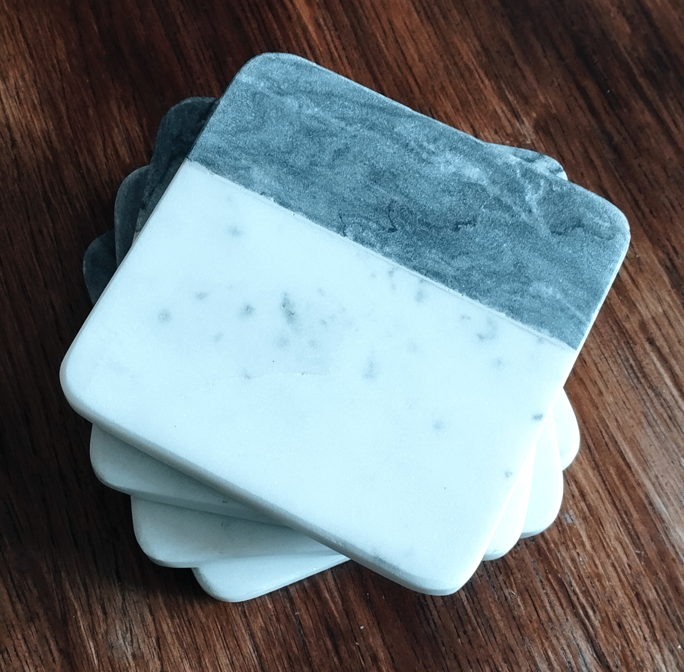set of 4 Handmade  two tone marble coasters 
