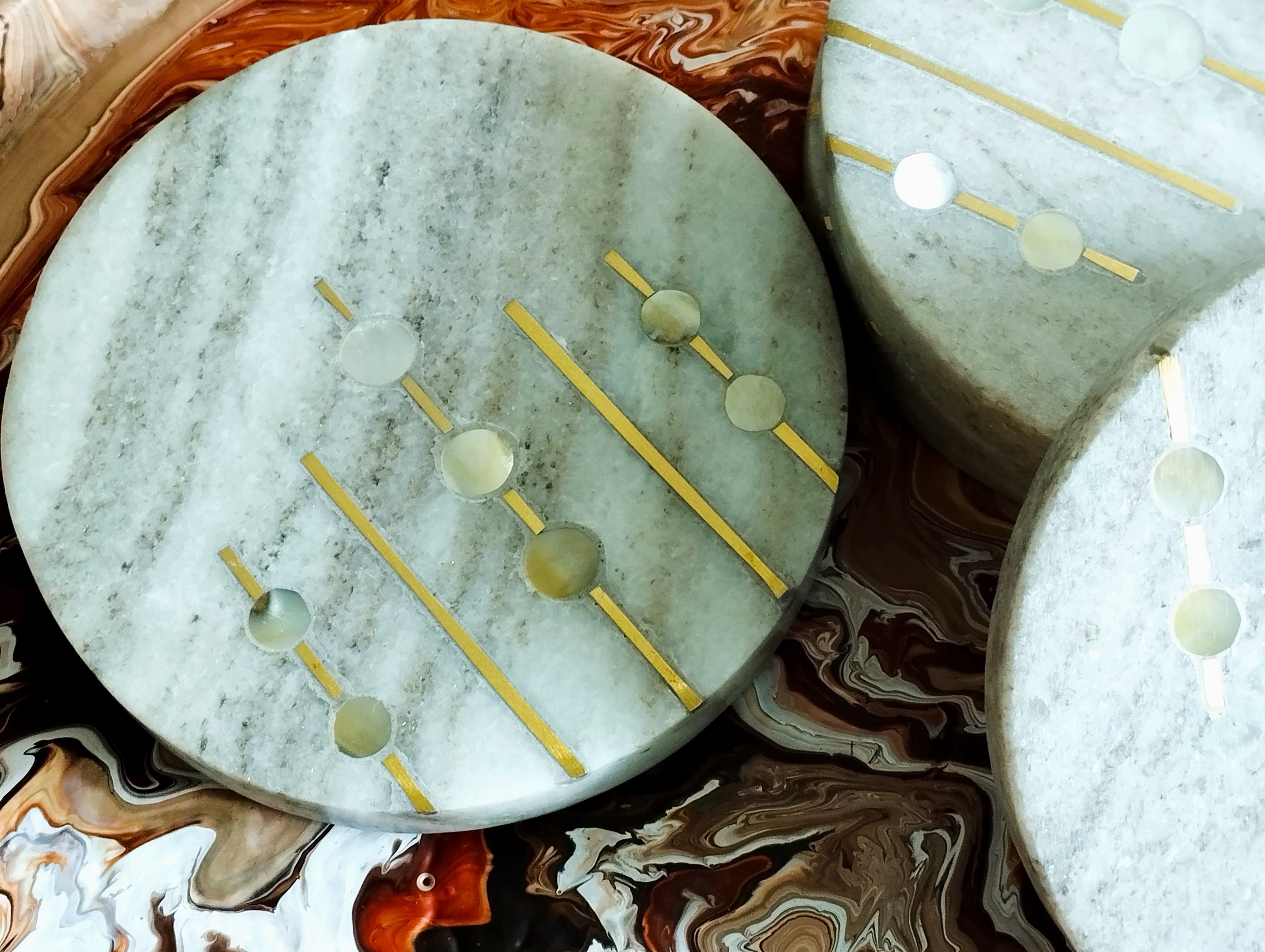 Set of 4 heavy, solid Marble coasters