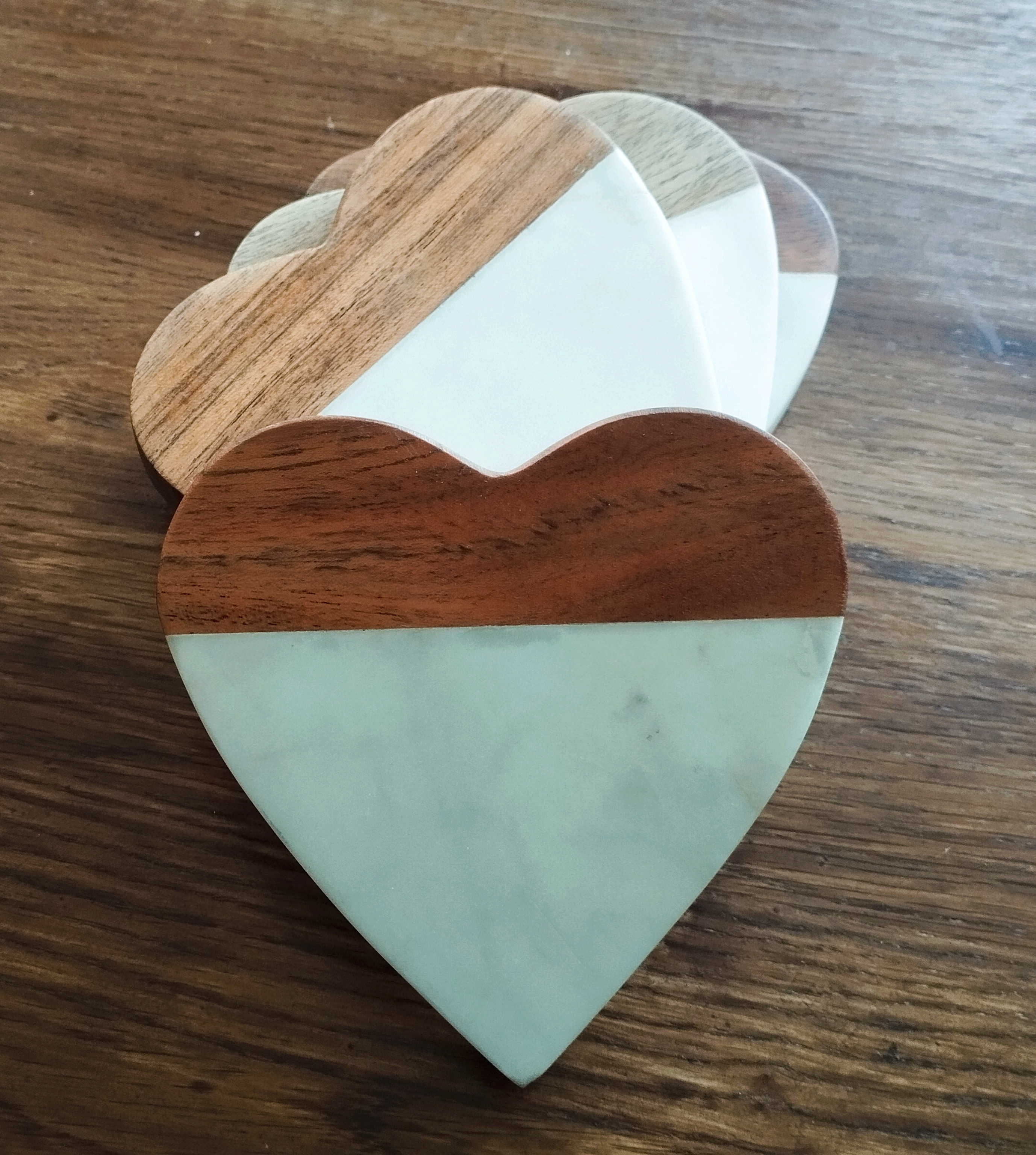 Set of 4 heart shaped Marble coasters