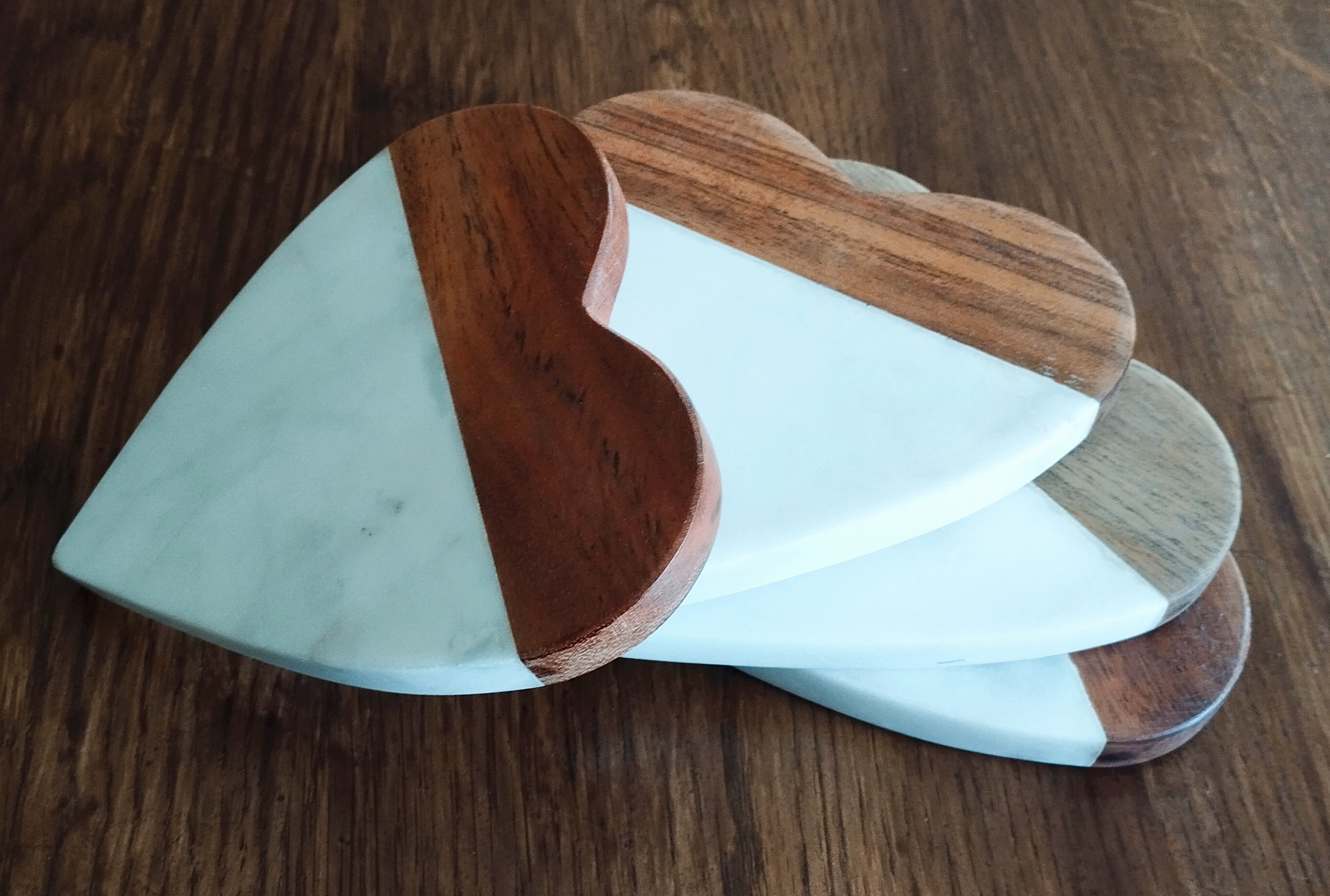 Set of 4 heart shaped Marble coasters