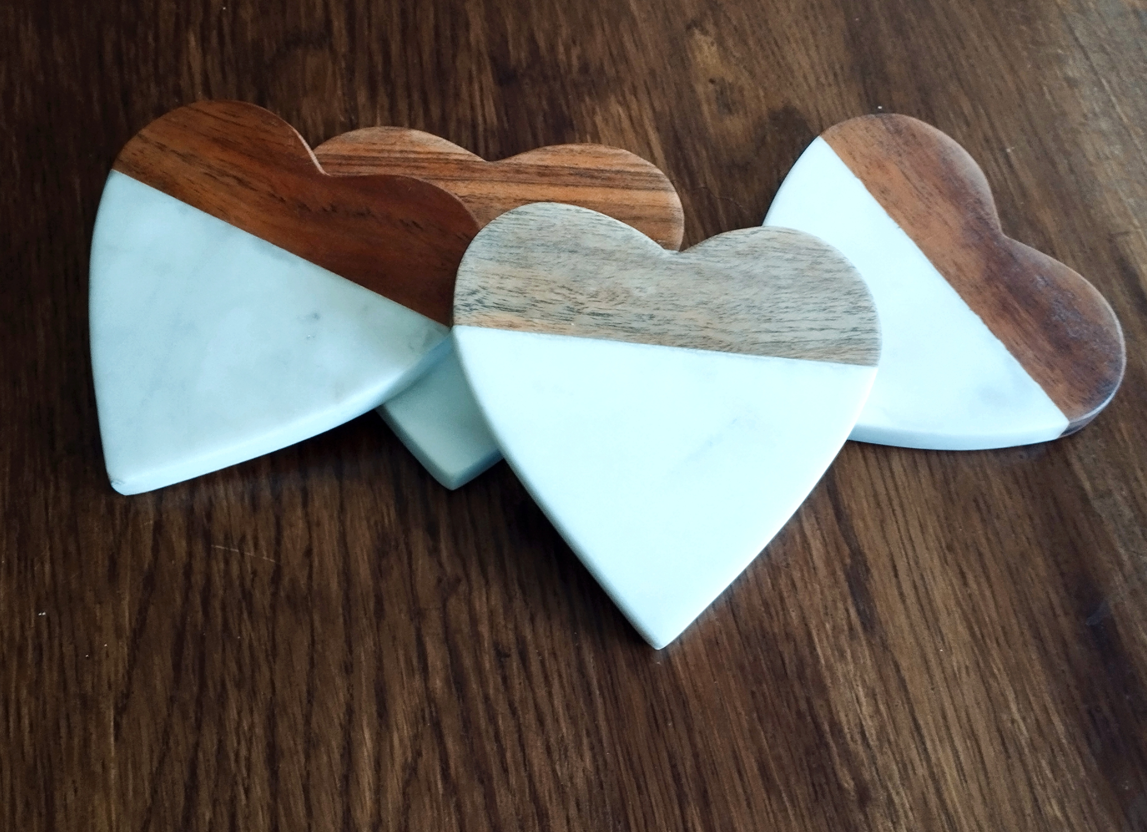 Set of 4 heart shaped Marble coasters