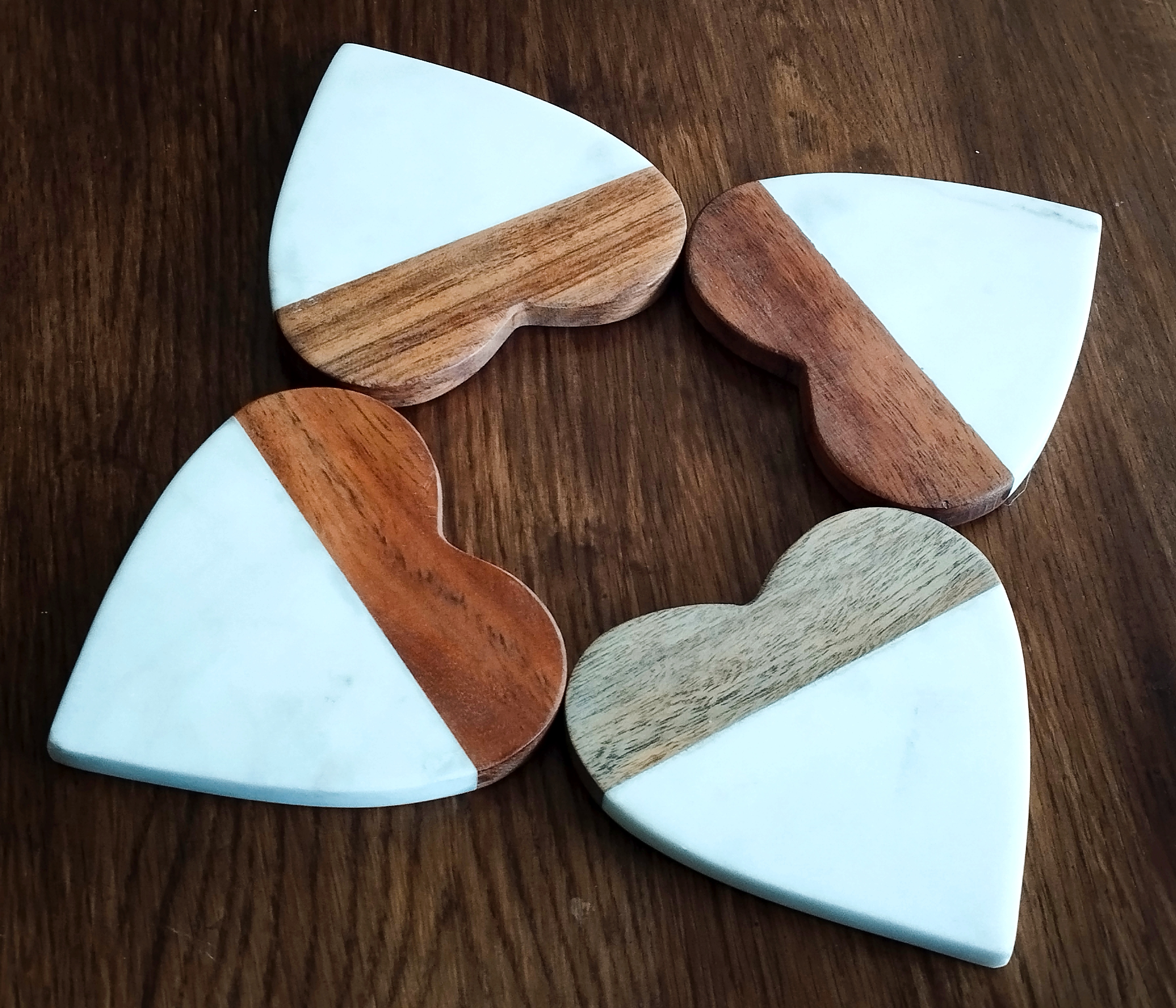 Set of 4 heart shaped Marble coasters