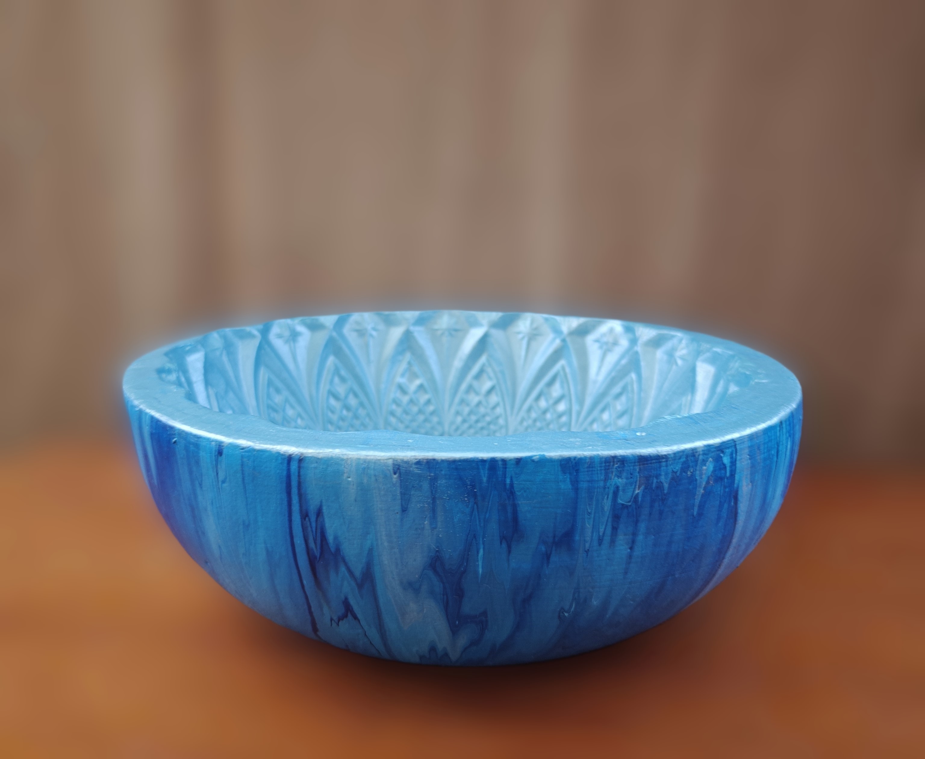Handcrafted blue ceramic bowl