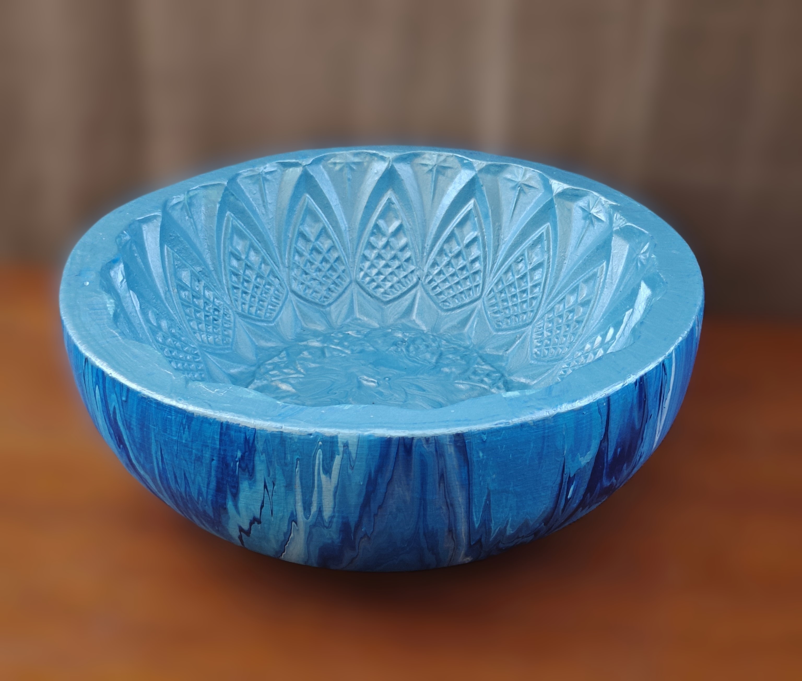 Handcrafted blue ceramic bowl
