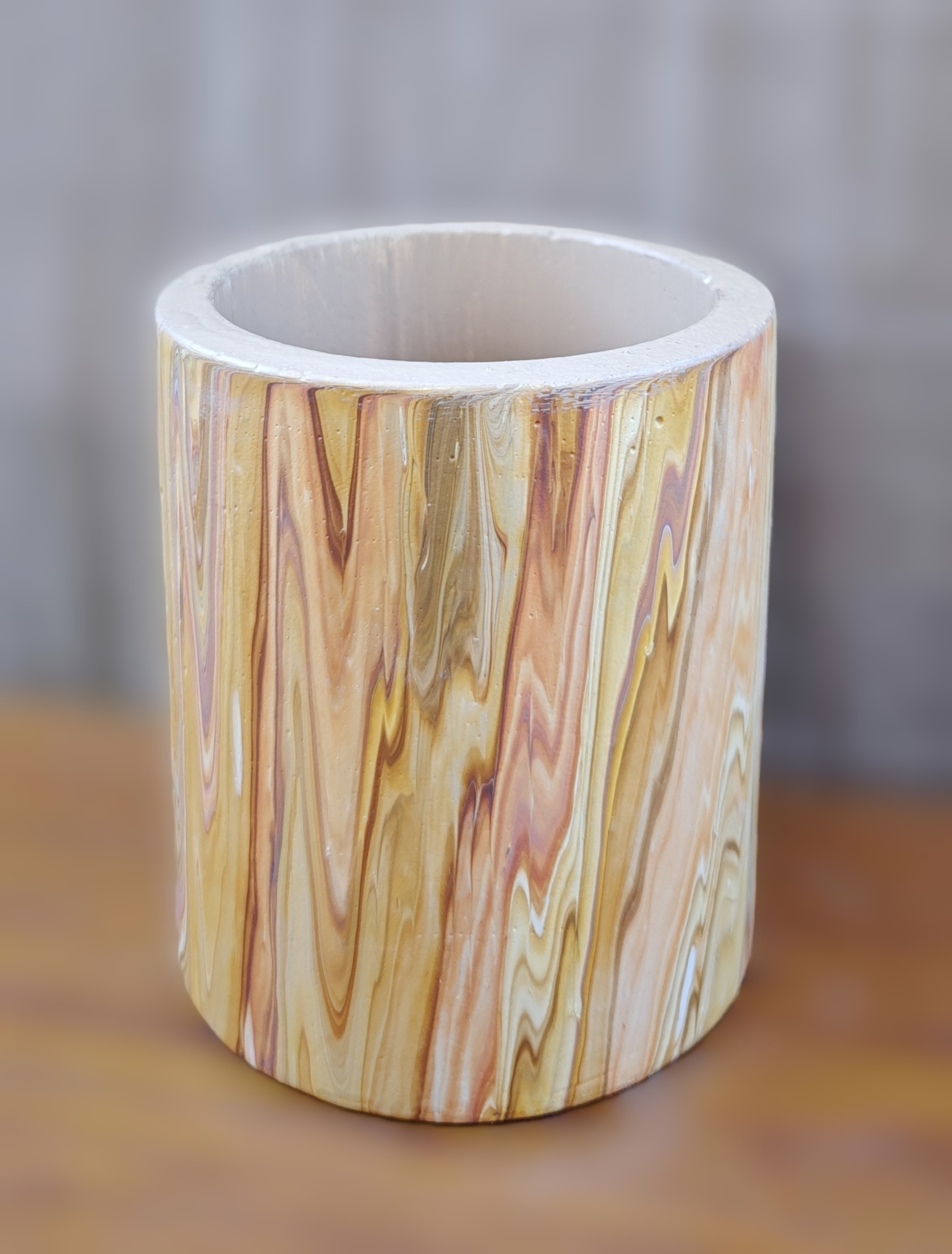 Marble pattern cylinder Ceramic Jar For Candle, Utensil holder, Ceramic utensil holder, Utensil crock, Kitchen utensil holder, Spoon holder, Kitchen canisters,  Ceramic jar 