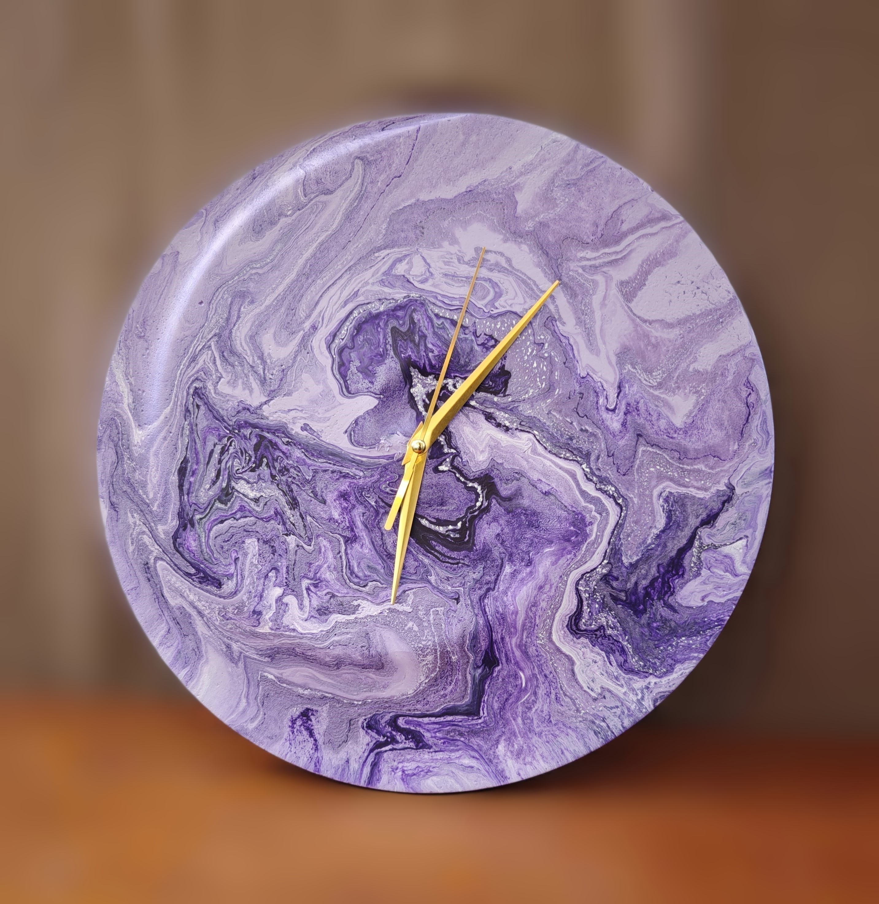 Purple marble wall clock