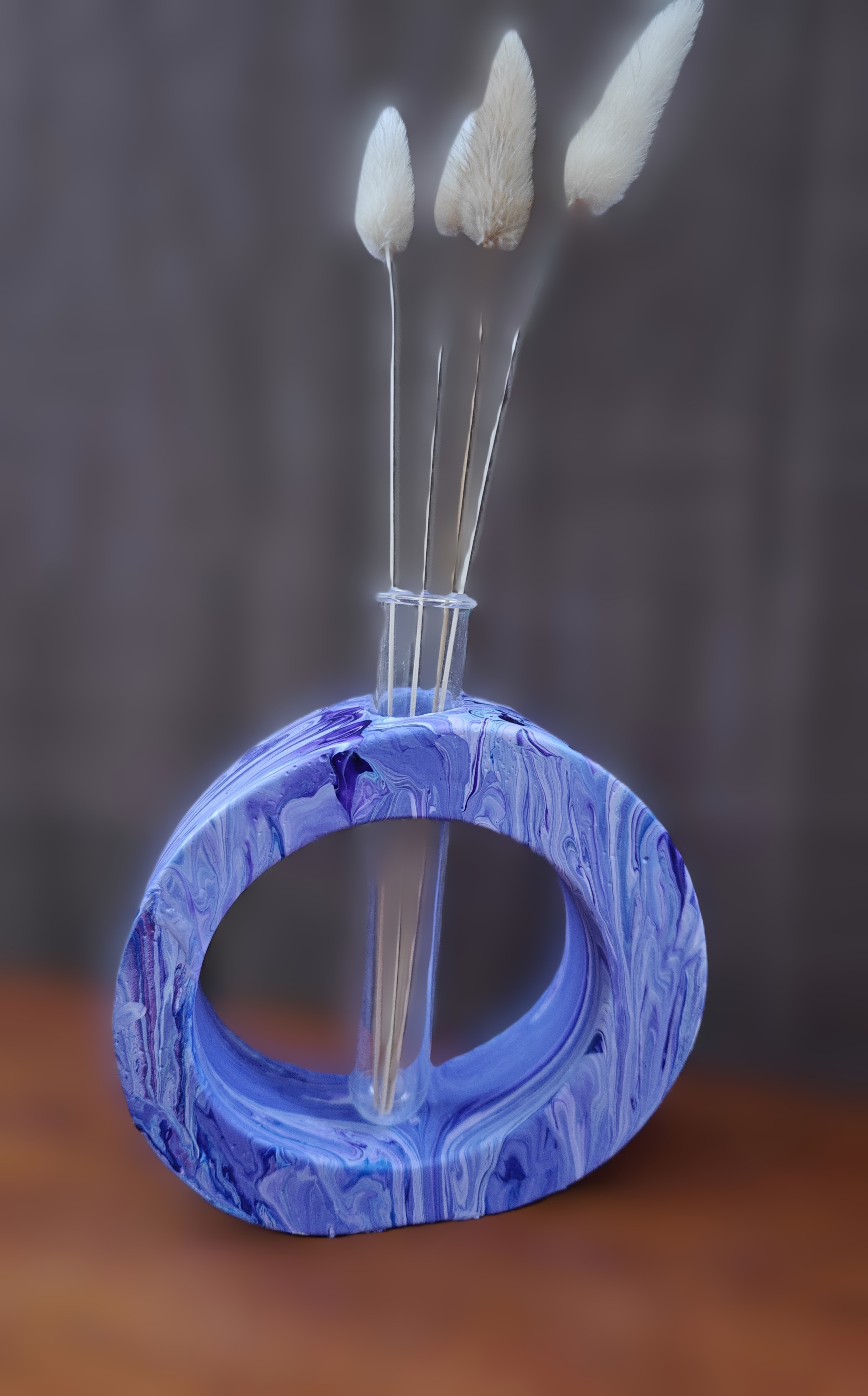  Artistic blue swirl vase, Concrete vase