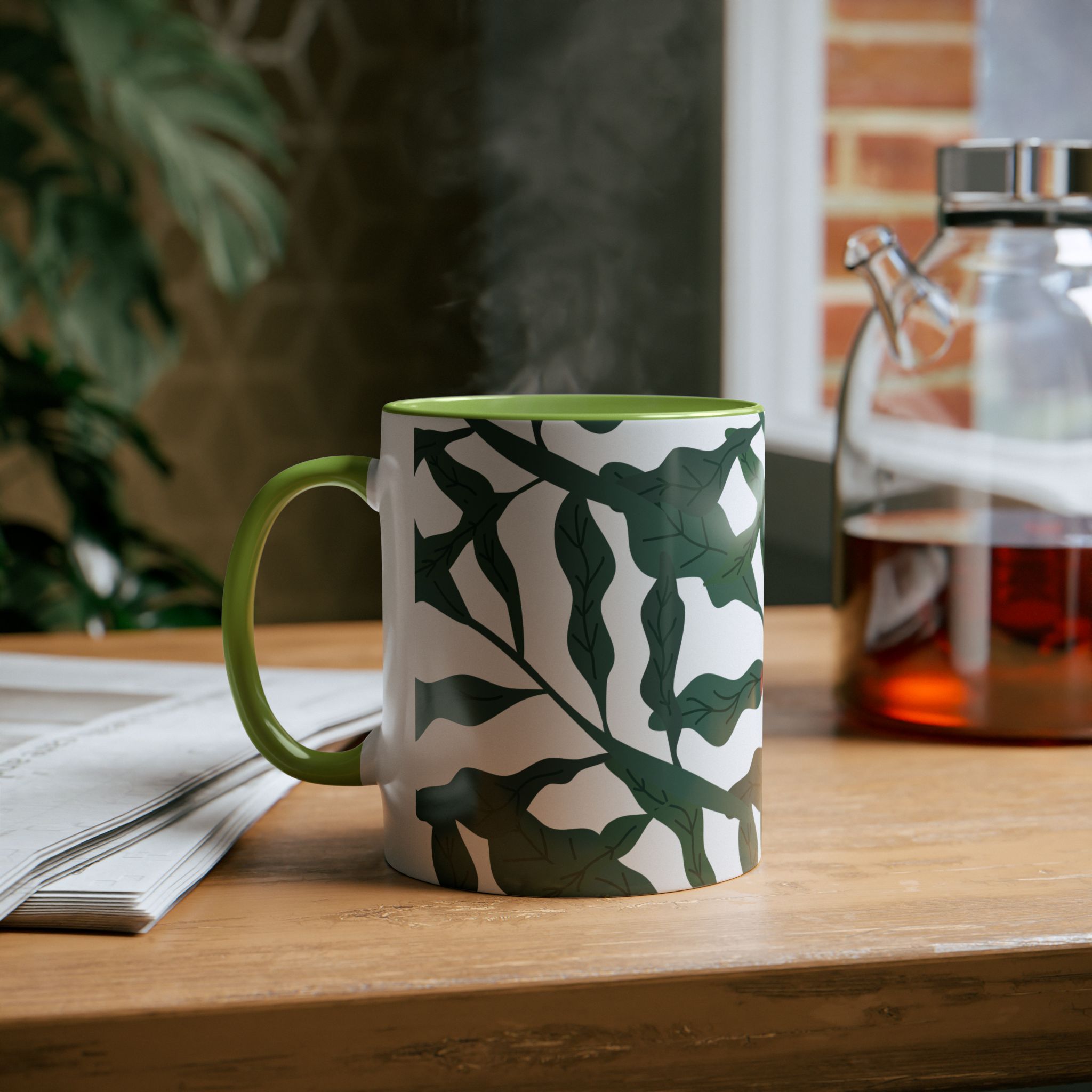 Leaf pattern ceramic cup