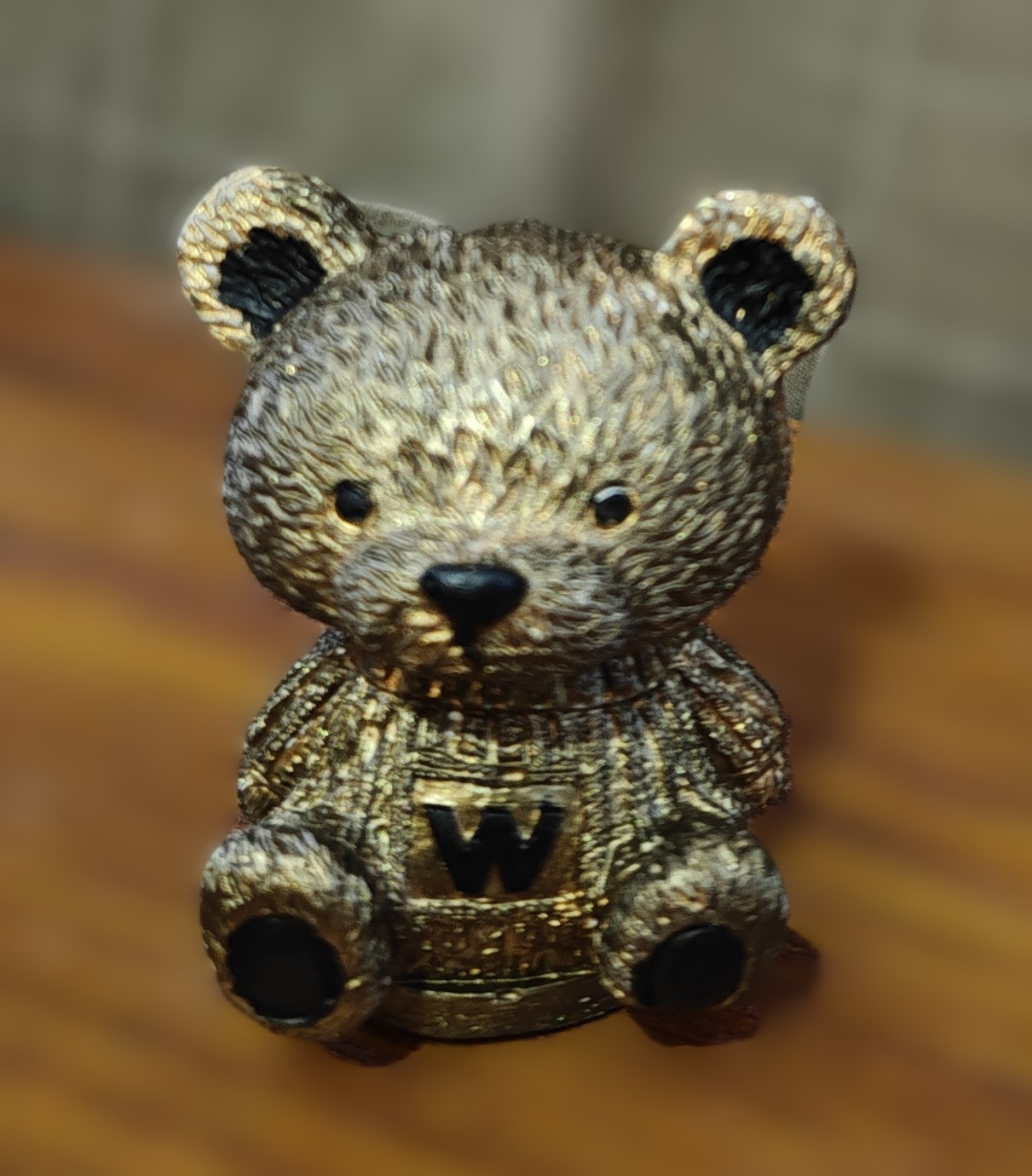 Golden Teddy Bear Figurine