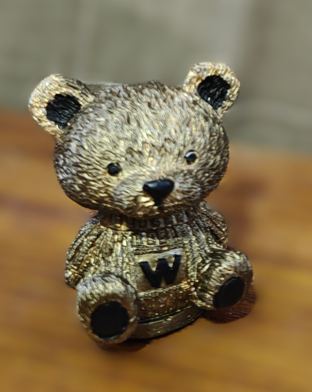 Golden Teddy Bear Figurine