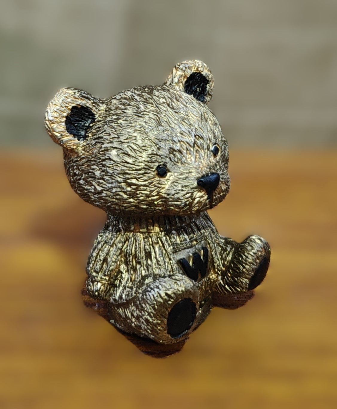 Golden Teddy Bear Figurine