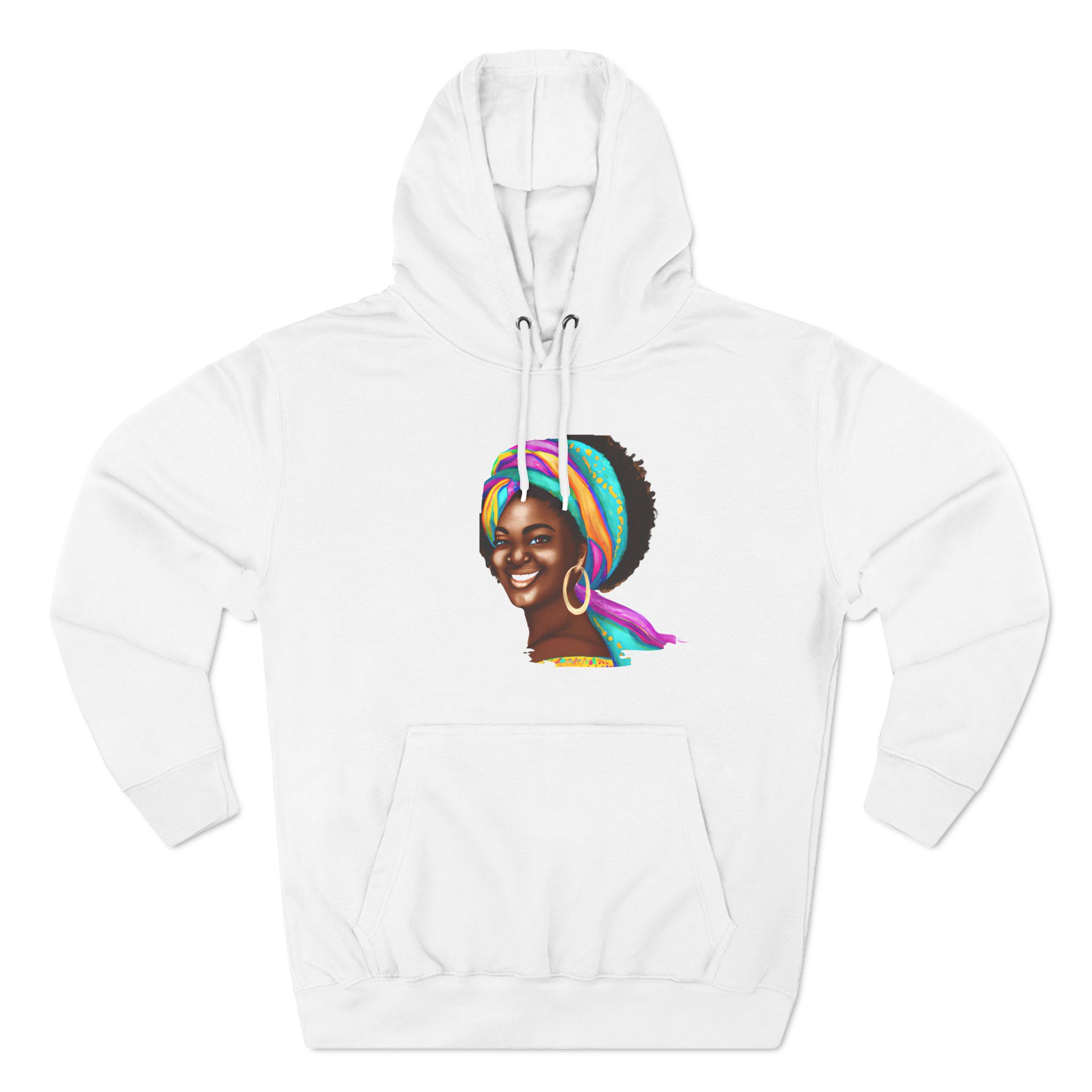White Hoodie with Colorful Portrait