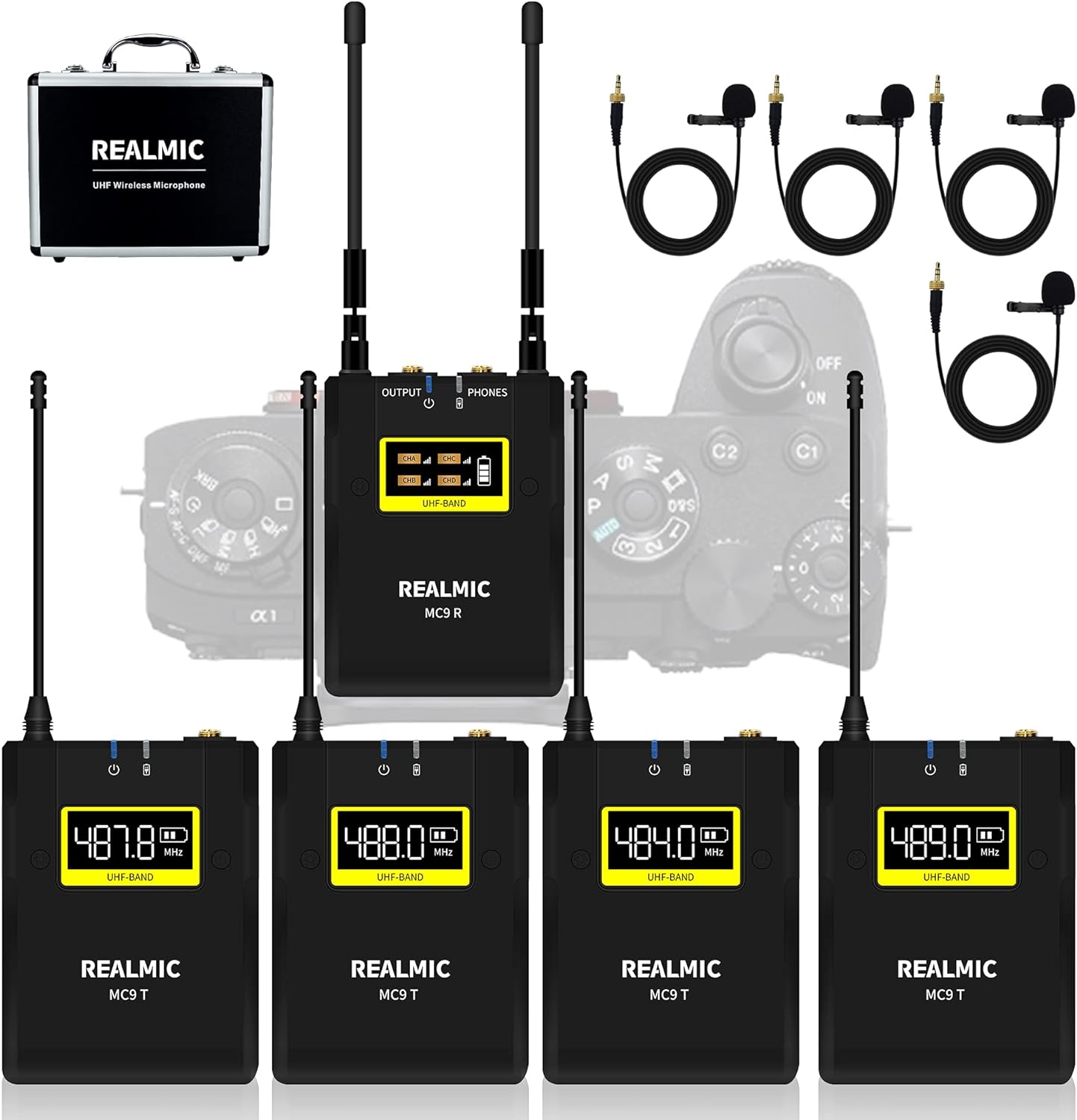 REALMIC MC9F Wireless Lavalier Microphone 4-Pack