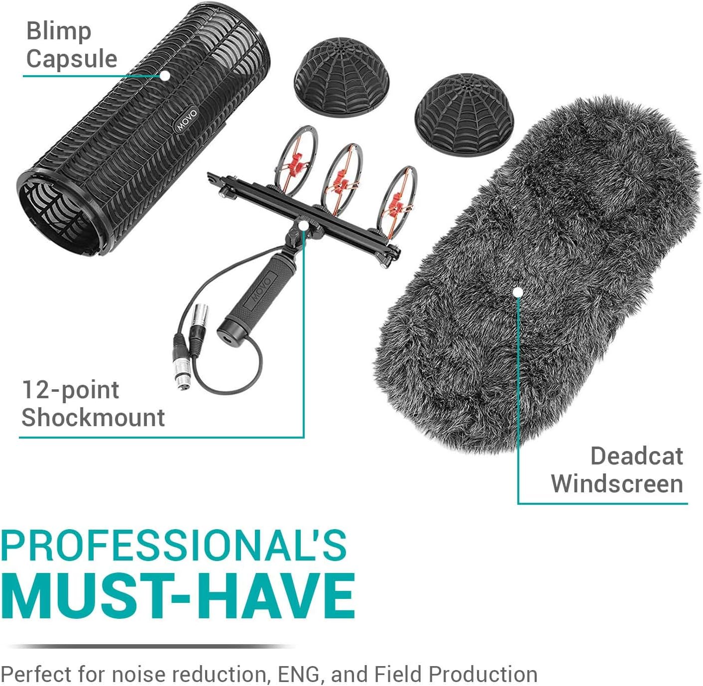 Movo BWS1000 Blimp Wind & Vibration Protection System for Shotgun Microphones