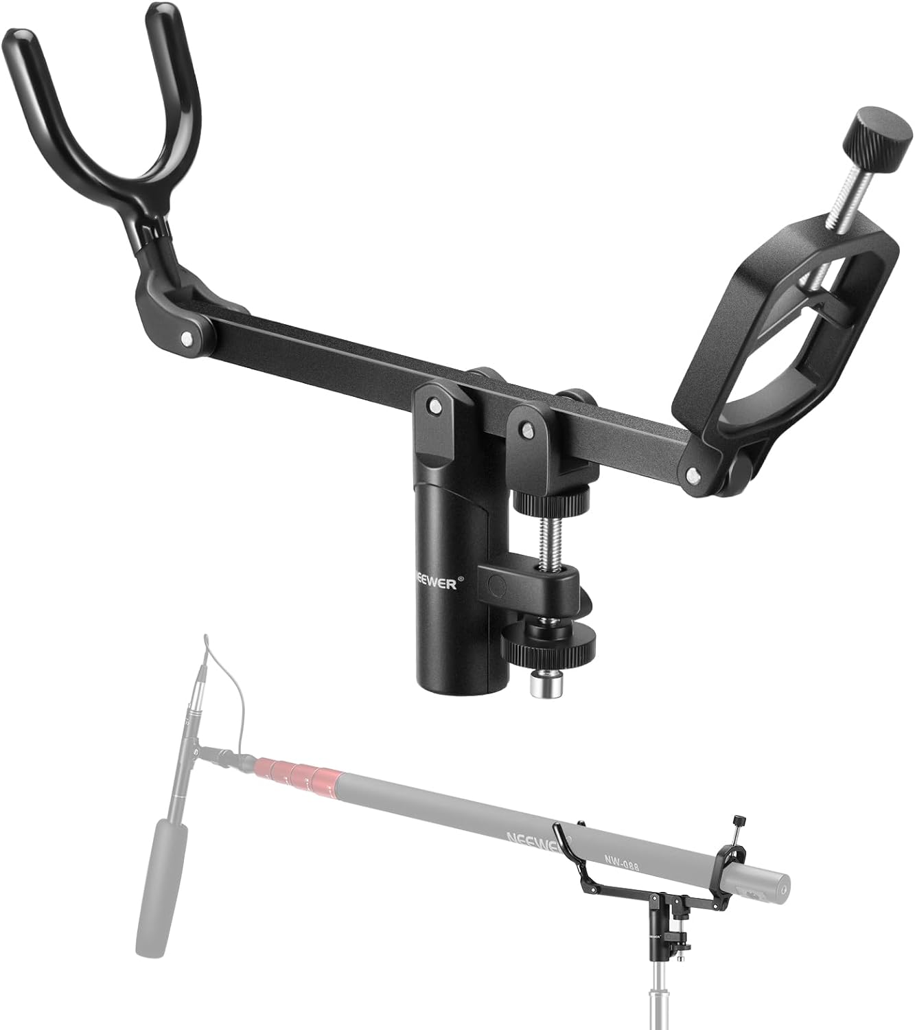 NEEWER Mic Boom Pole Support Holder with 5/8" Stud for Light Stand Boom Arm C Stand