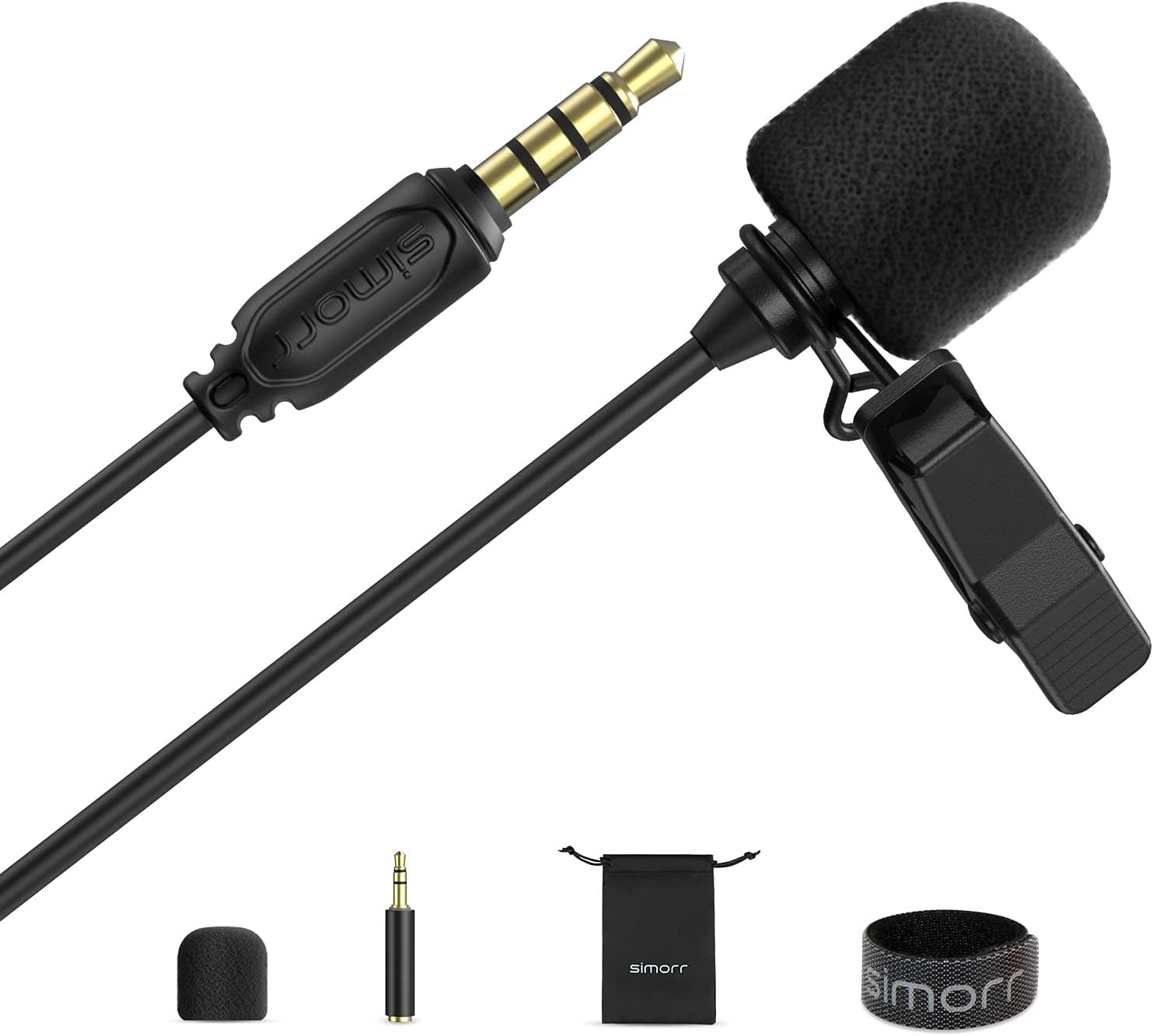 simorr 3.5mm TRSTRRS Professional Lavalier Microphone for Mobile Phone