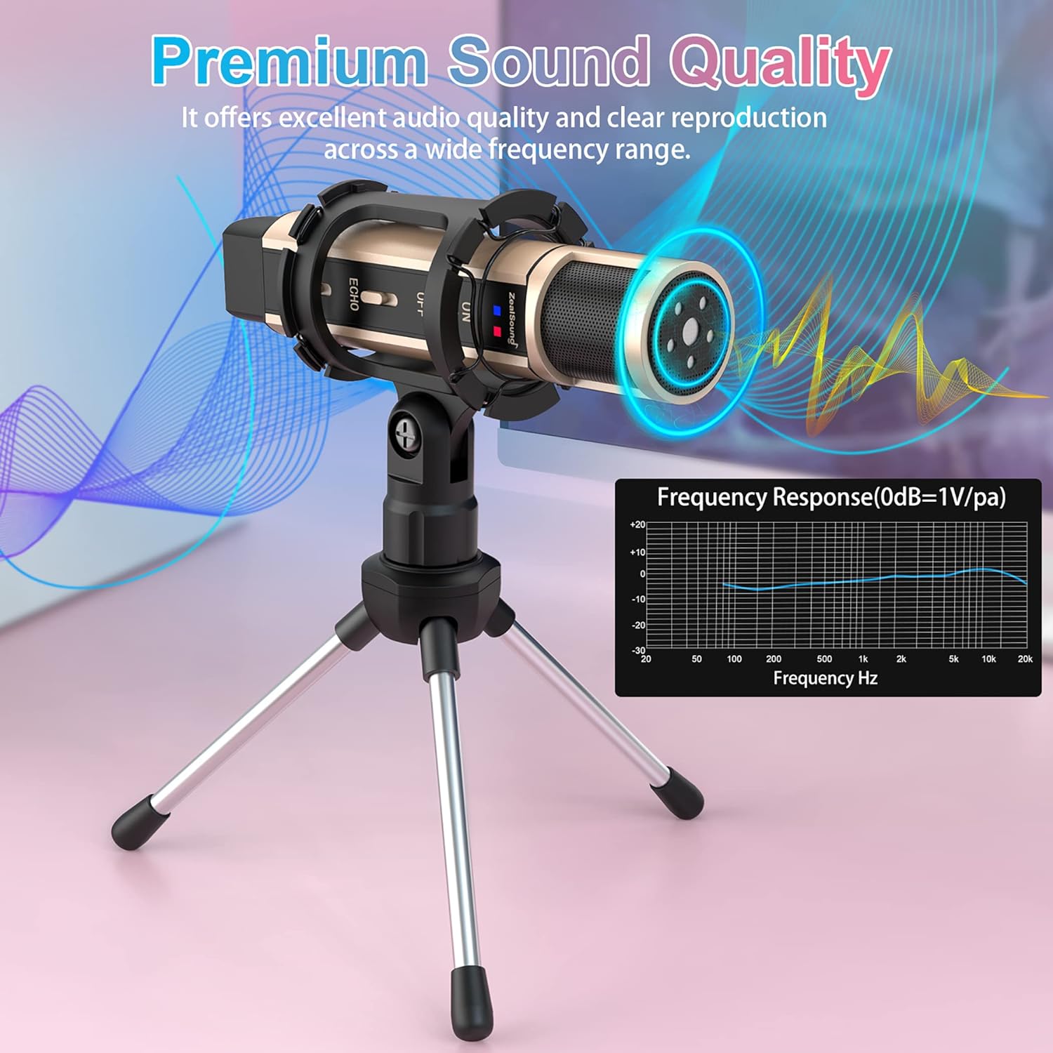 ZealSound Studio Recording Microphone, Condenser Broadcast Microphone