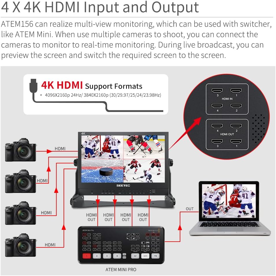 SEETEC ATEM156 15.6 Inch Live Streaming Broadcast Director Monitor