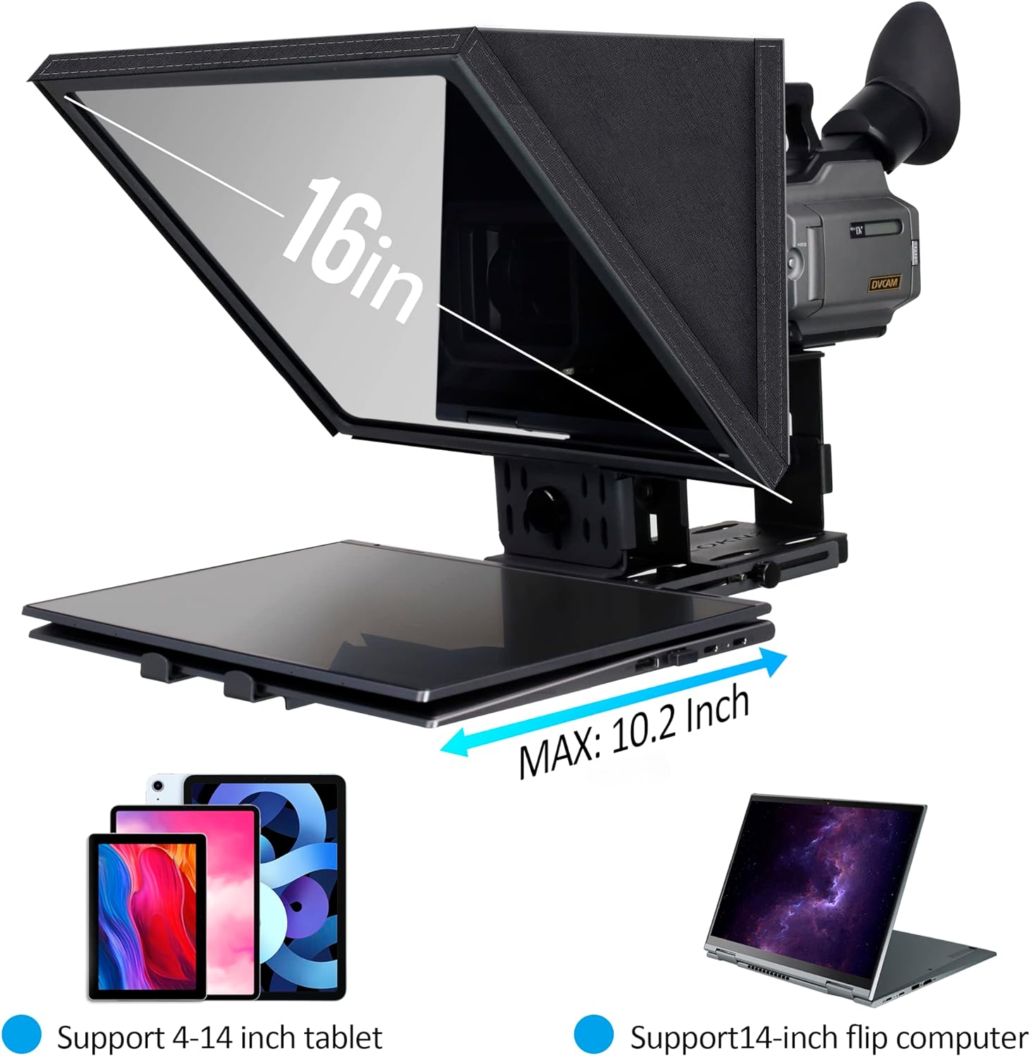 ILOKNZI 16 inch Large Liftable Teleprompter with Remote