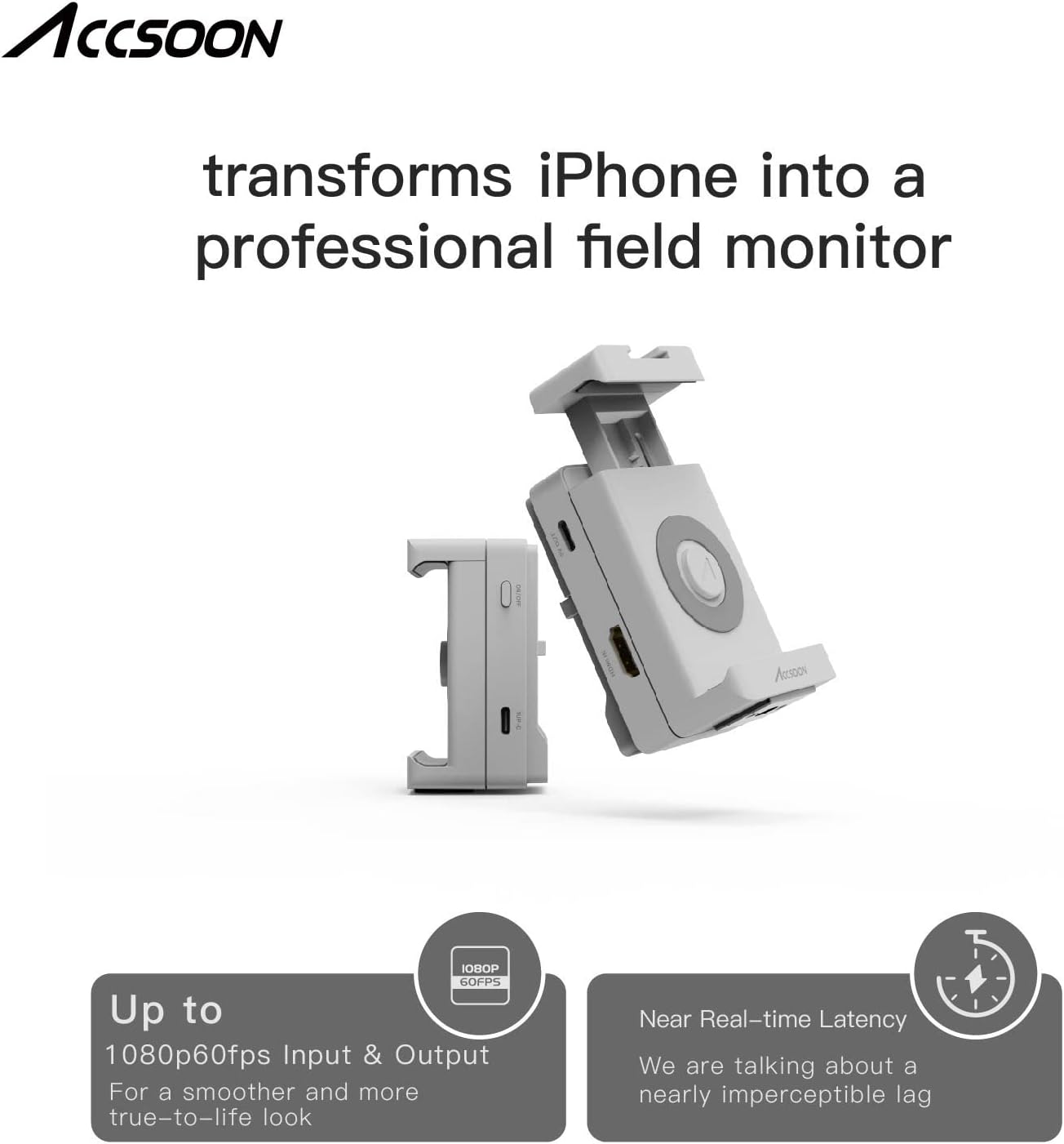 Accsoon SeeMo HDMI to USB C Video Capture Adapter for iPhone and iPad,Support 1080P 60FPS Video & Real-Time Monitoring/Streaming/Recording,iOS 12.0 or Later iPhone/iPad Adjustable