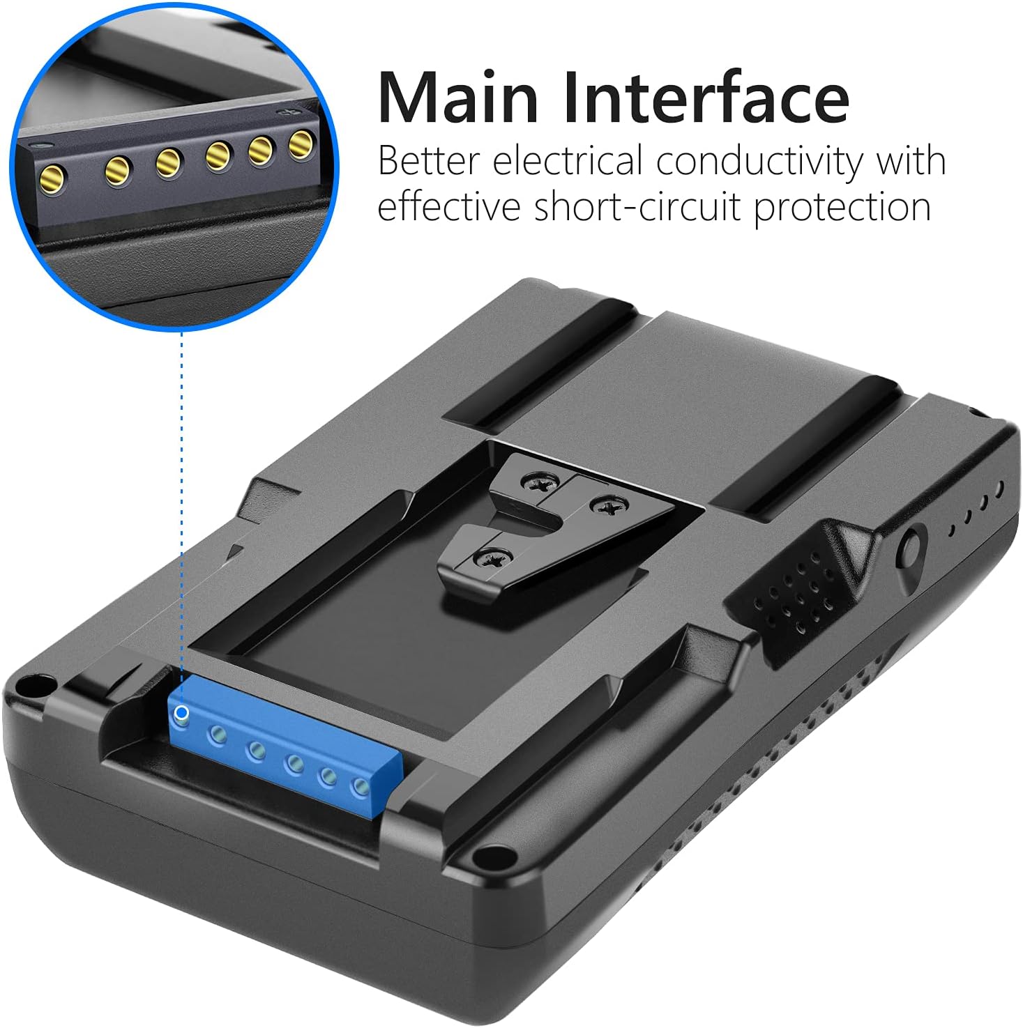 Neewer 95wh (6600mAh) V-Mount/V-Lock Battery, 14.8v Rechargeable Li-ion Battery with D-Tap Charger Output and D-Tap Cable Compatible Sony Video Broadcast Camcorder Camcorder LED Light (bp-95w)