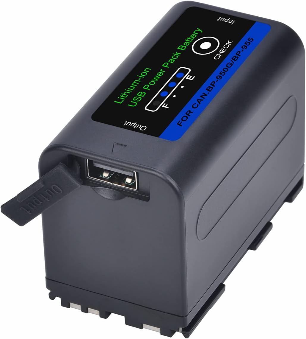 Tectra BP-950G BP-955 Battery with USB Port for Canon BP-970 BP-970G BP-975 BP-945 BP-950 and EOS C100 C300 C500 GL2 XF100 XF105 XF200 XF300 XH-A1S XH-G1S XL-H1A XL-H1S XL2