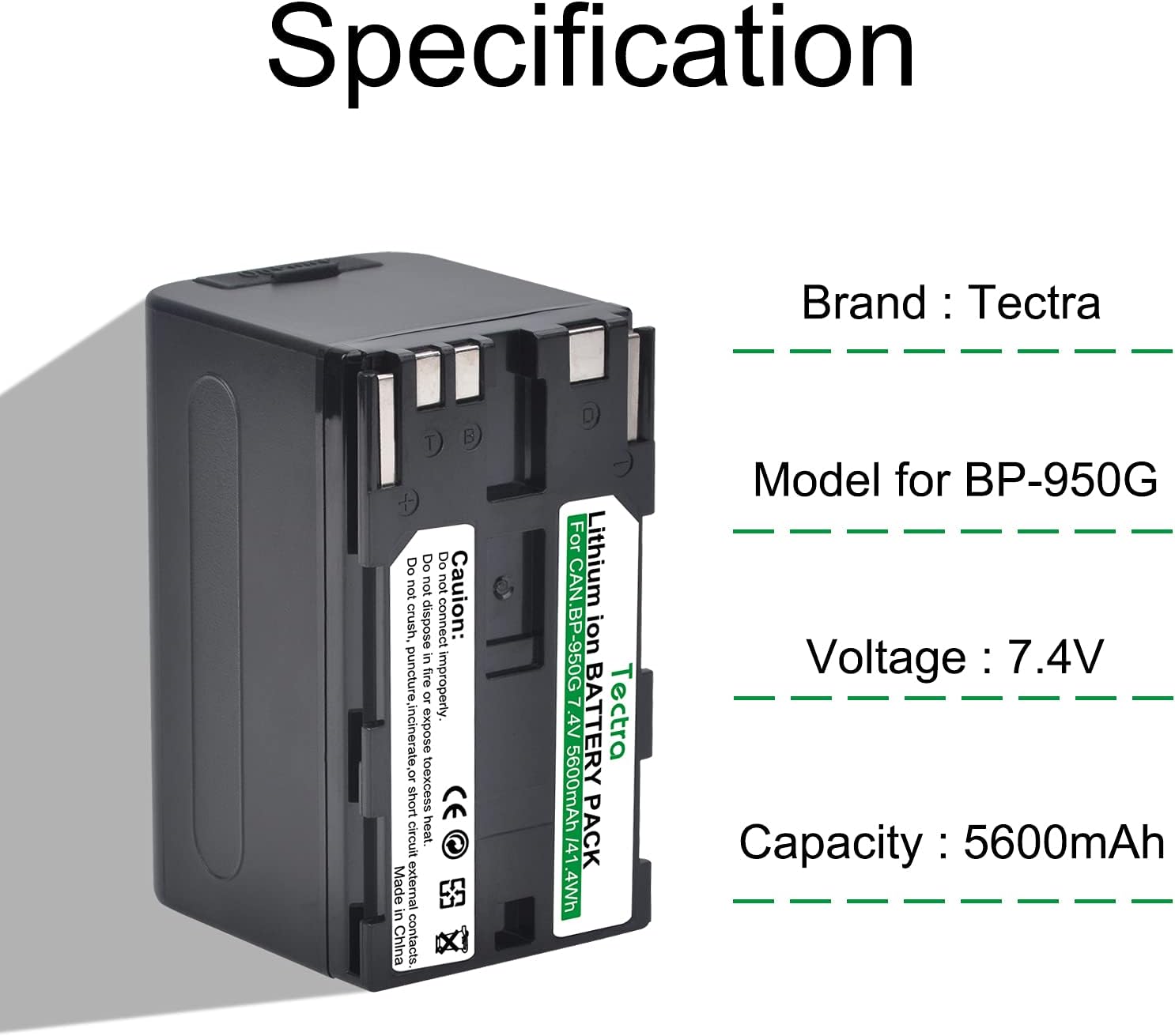 Tectra BP-950G BP-955 Battery with USB Port for Canon BP-970 BP-970G BP-975 BP-945 BP-950 and EOS C100 C300 C500 GL2 XF100 XF105 XF200 XF300 XH-A1S XH-G1S XL-H1A XL-H1S XL2