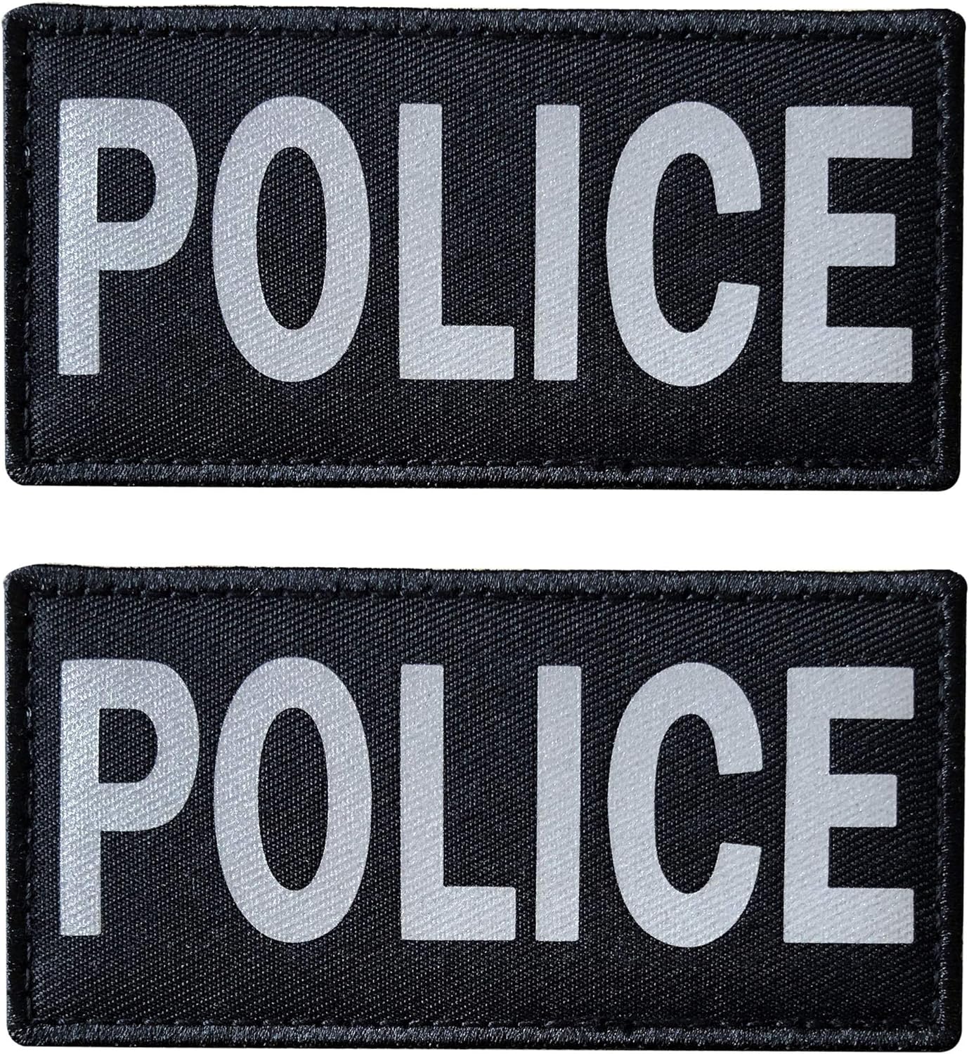 SUVIYA 4x2 Inch Reflective Police Patch with Hook and Loop (2 Pack) (Gray)
