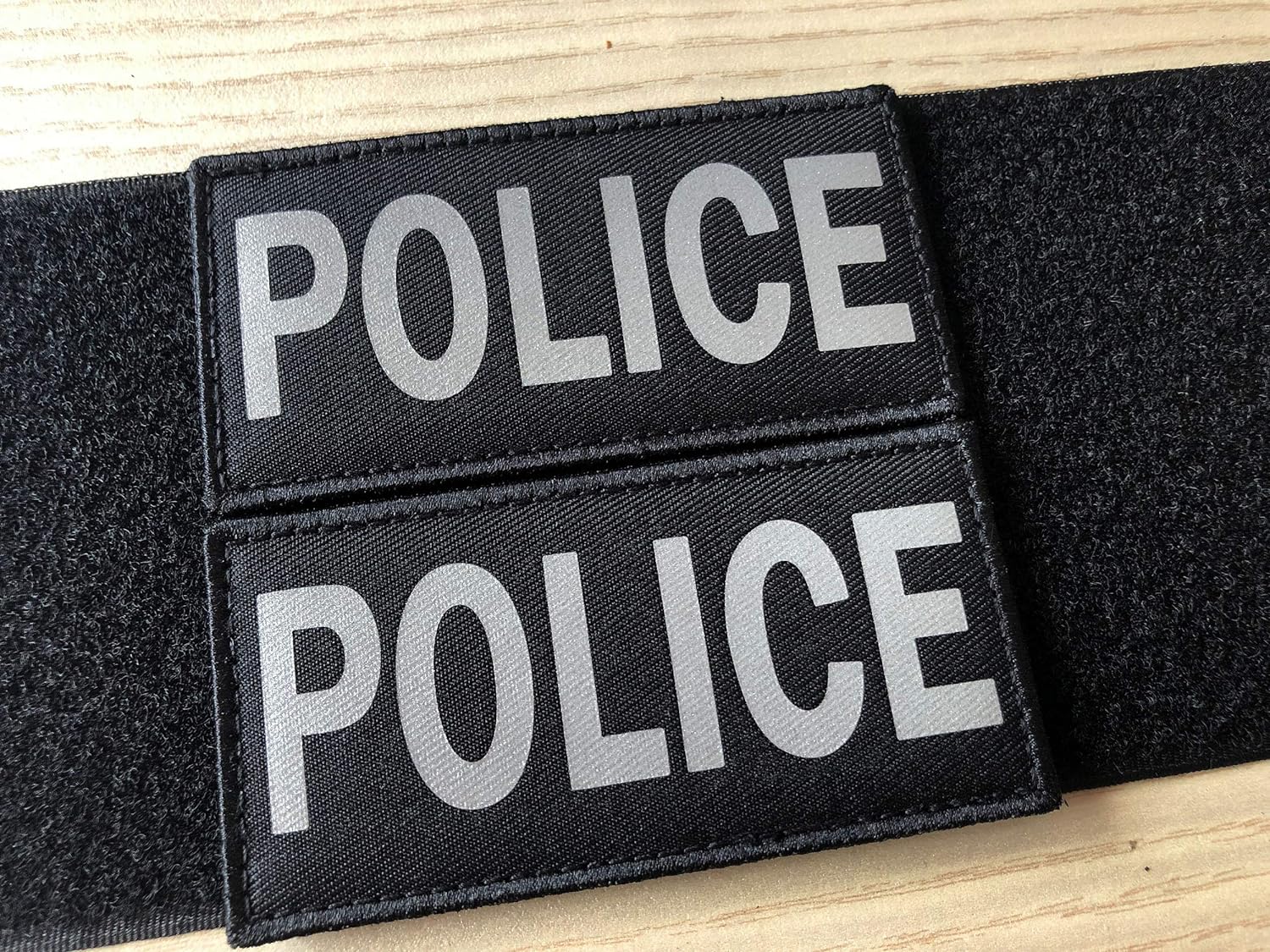 SUVIYA 4x2 Inch Reflective Police Patch with Hook and Loop (2 Pack) (Gray)