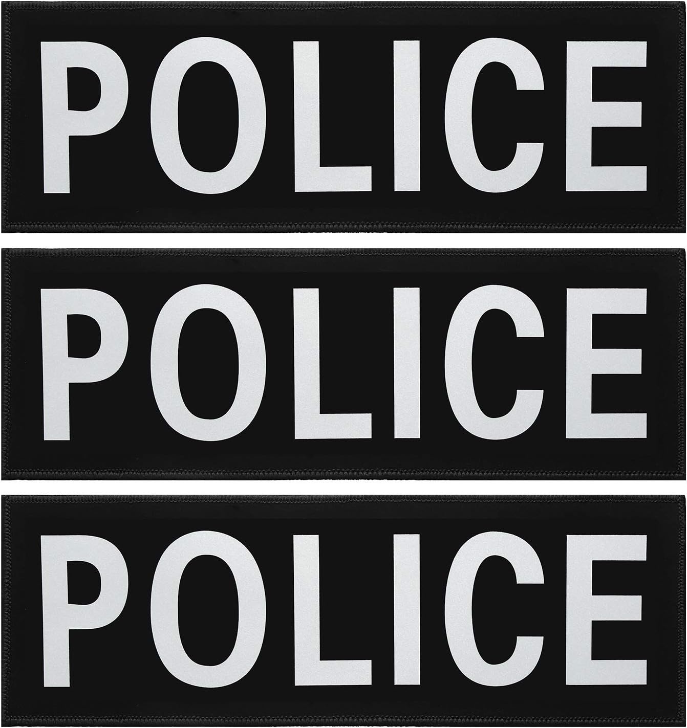 3 Pieces Police Patches for Vest 11 x 4 Inches Reflective Ultra Patch Black Police Patch Back Panel Police Patches for Police Vest Jacket Back Panel (28 x 10 cm/ 11 x 4 Inch)