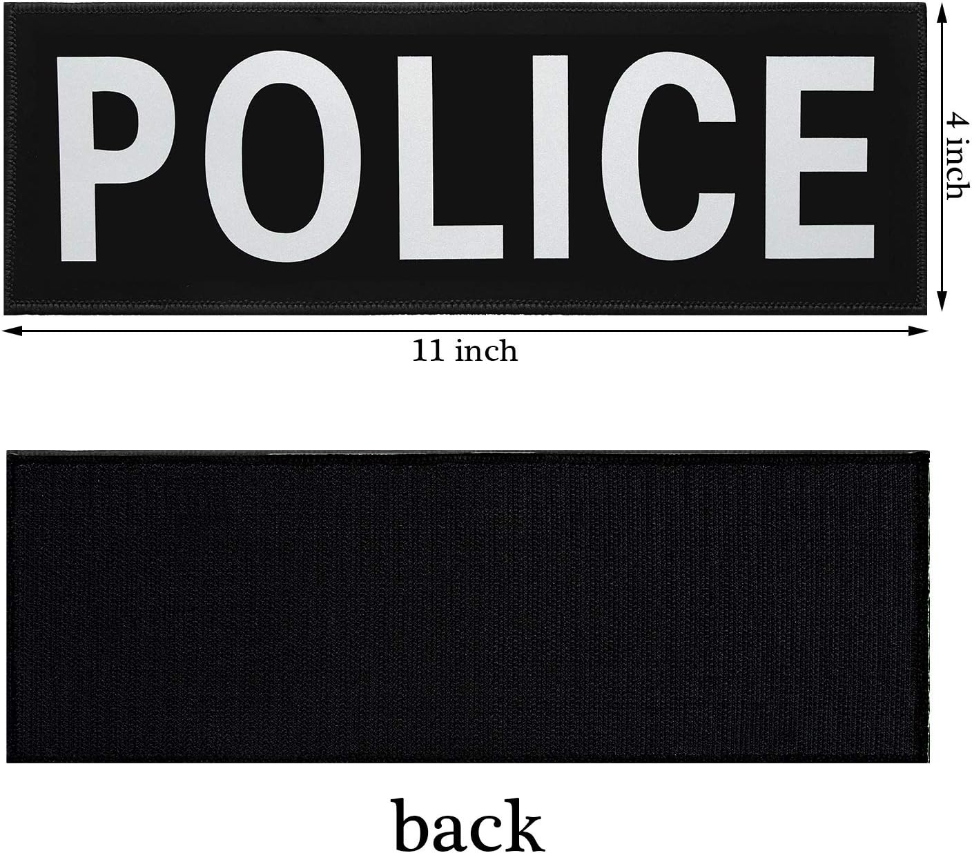 3 Pieces Police Patches for Vest 11 x 4 Inches Reflective Ultra Patch Black Police Patch Back Panel Police Patches for Police Vest Jacket Back Panel (28 x 10 cm/ 11 x 4 Inch)