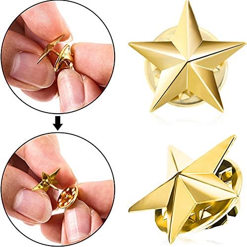 Hicarer 20 Pieces 5 Point Star Badge Gold Lapel Pin for 4th of July Memorial Day Veterans Day Independence Day Labor Day Theme Party Favor Costume Decorations (0.63 inch)