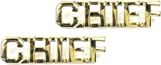 Law Enforcement/Police CHIEF Letters Pin 3/8" Gold Pair
