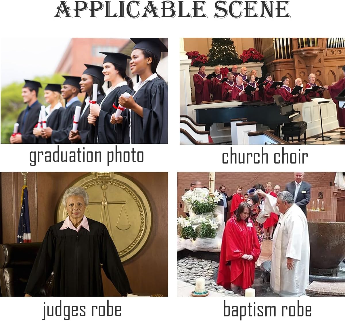 Happy Secret Matte Choir Robe for Church Judge Robe Baptism Costumes Graduation Gown Pulpit Robe and Pastor Robes