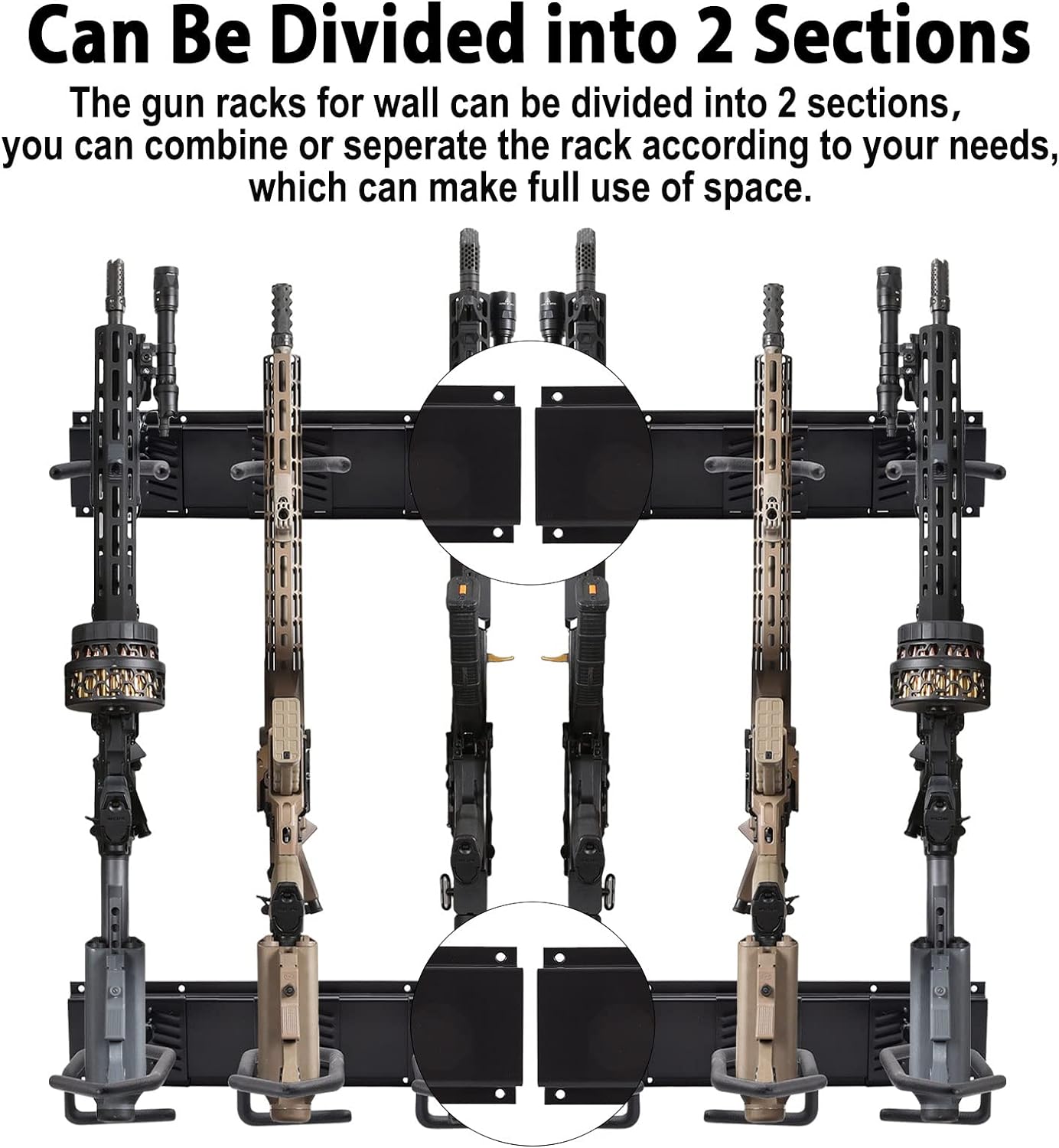 Ganggend Indoor Gun Racks for Wall 6-Slot, Adjustable Gun Rack Wall Mount, Heavy Duty Steel Gun Stand Holds up to 150 Lbs, Gun Display Rack for Rifle Shotgun