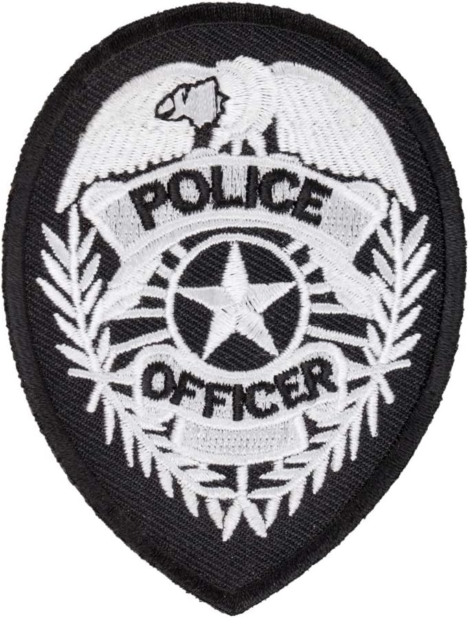Police Badge Black & White Patch, Law Enforcement Patches