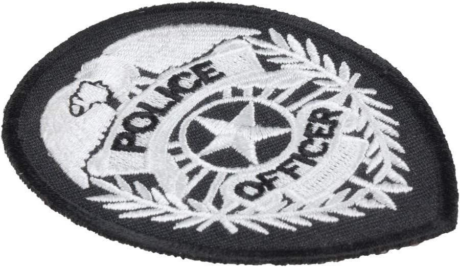  Police Badge Black & White Patch, Law Enforcement Patches