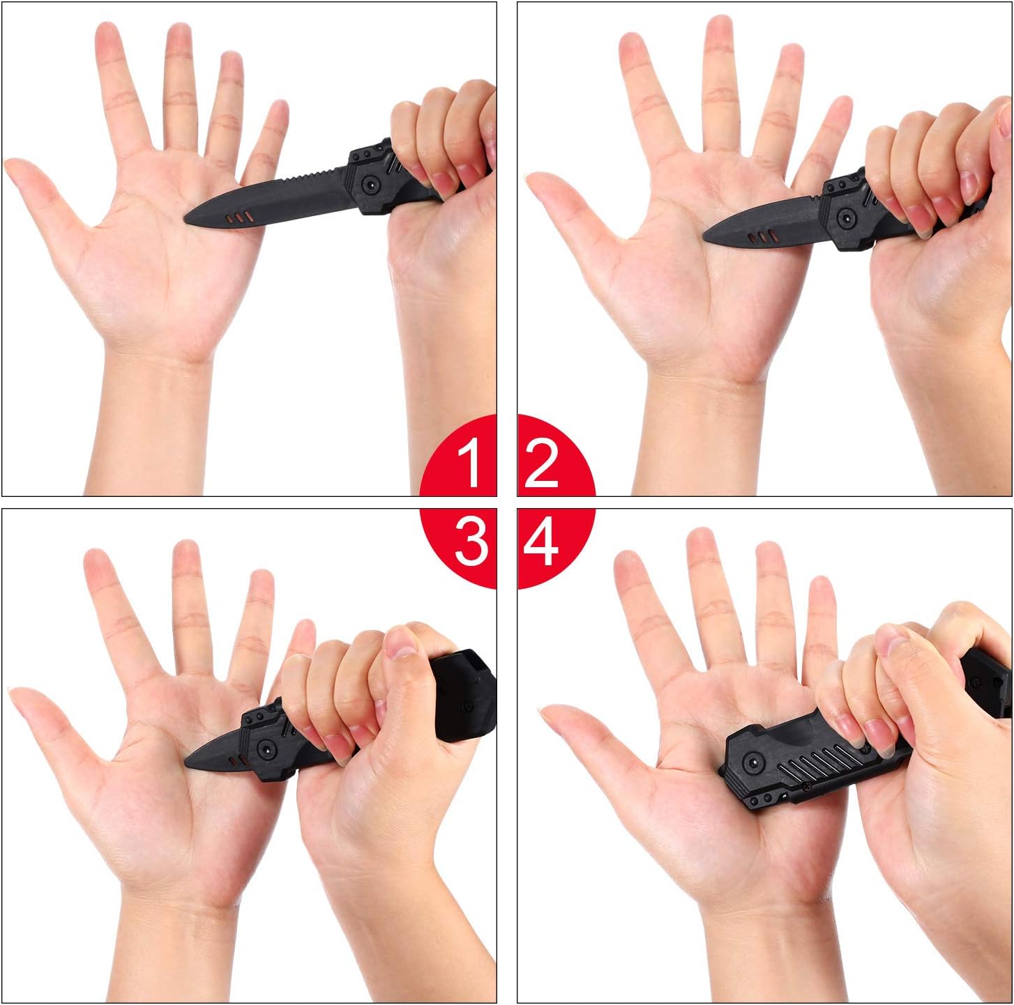 Boao 4 Pieces Retractable Knife Prop False Trick Gadget Toy Disappearing Dagger Fake Plastic Blade for Halloween Fools Day Party