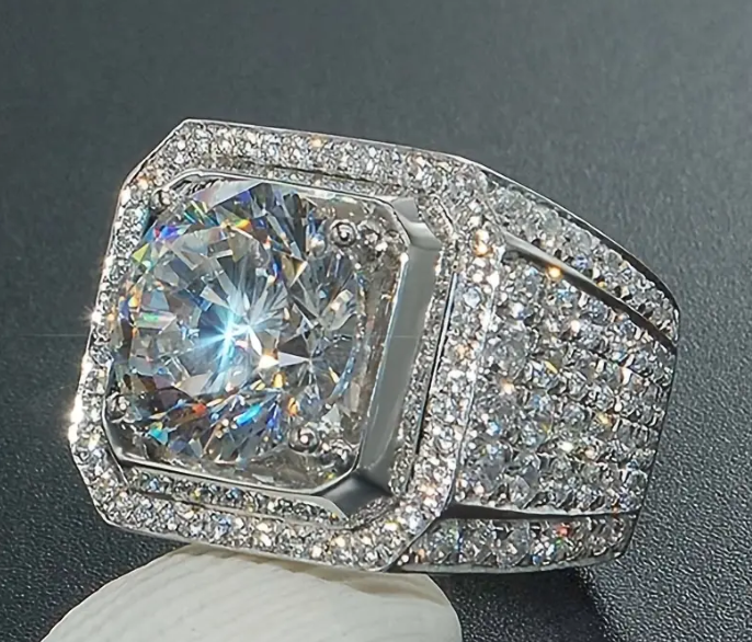 Mens Glossy Zircon Full Rhinestone Ring Funky Ring Accessory Jewelry