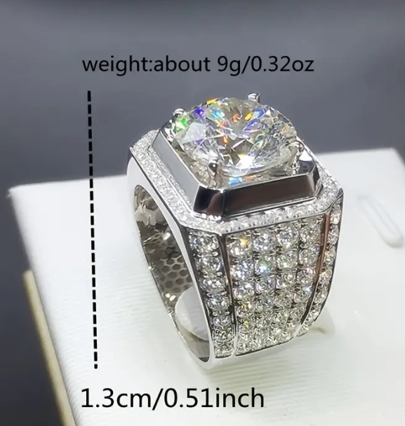 Mens Glossy Zircon Full Rhinestone Ring Funky Ring Accessory Jewelry