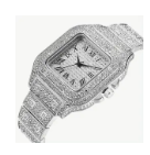 Apzzic Diamond Watch Iced Out CZ Gold Plated Cuban Link Watch Square Dial Quartz Wristband Analog Wrist Watch for Men Women