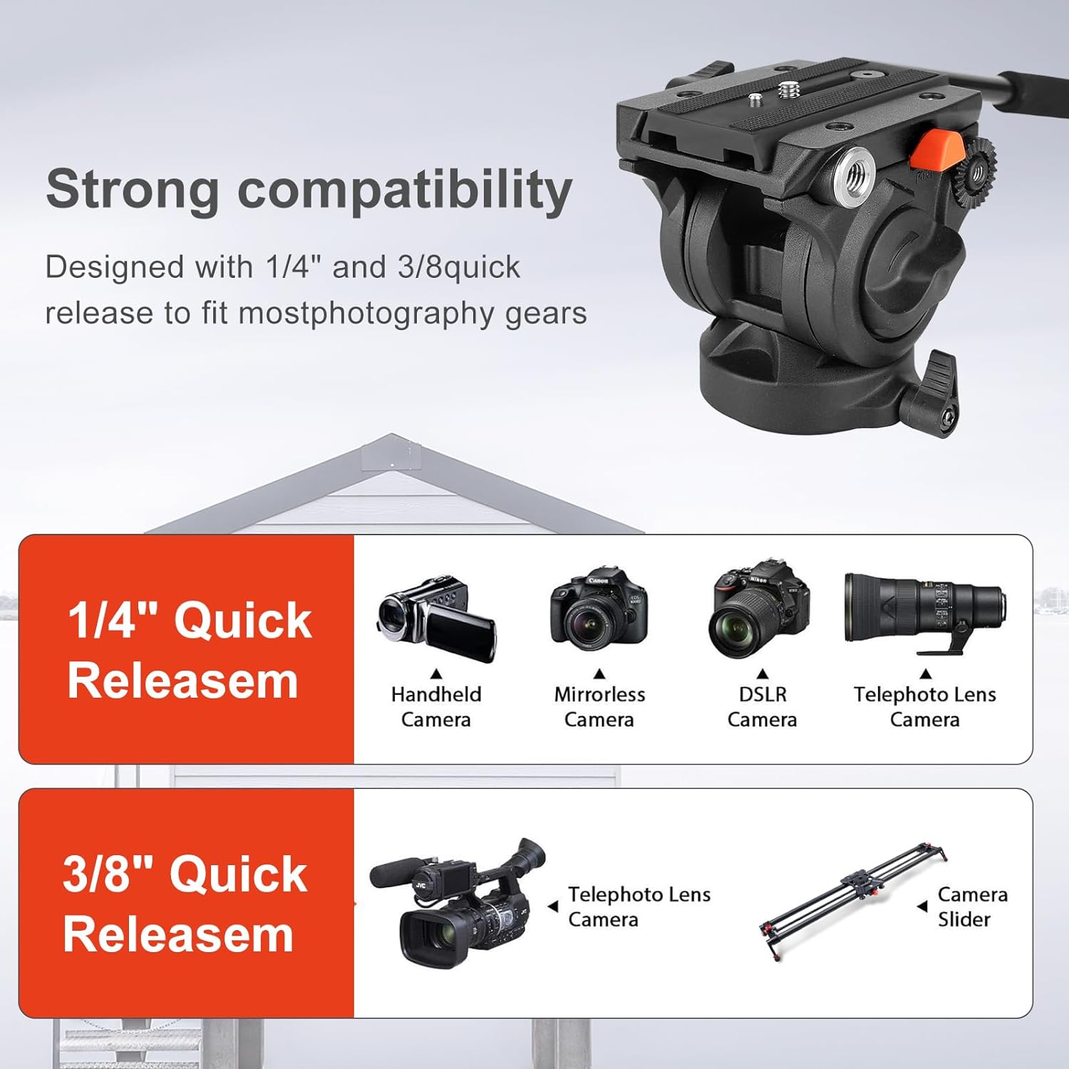 Heavy Duty COMAN Tripod Professional Video Tripod Aluminium 72inch with 360 Degree Fluid Head for Canon Nikon DSLR Camcorder Cameras Spotting Scopes