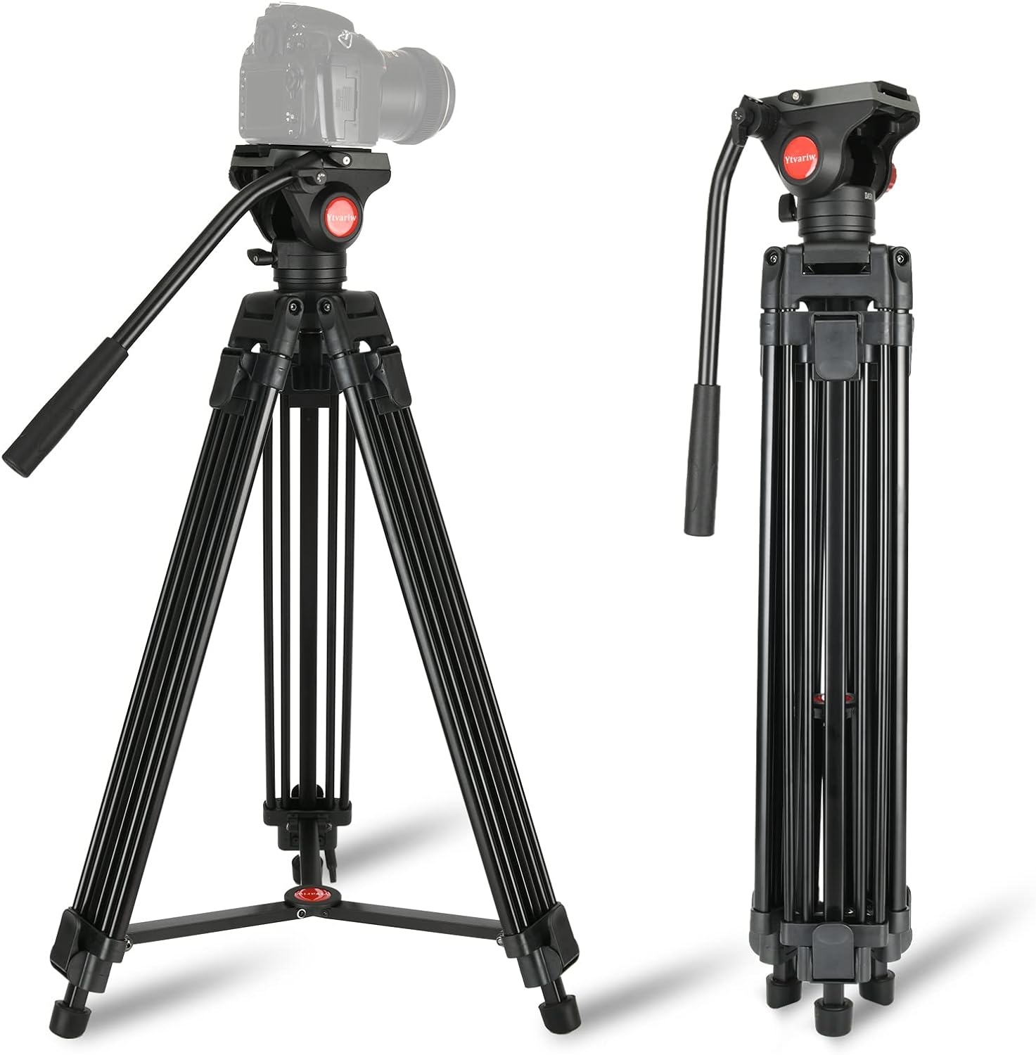 YTVARIW Heavy Duty Tripod Professional Video Camera Tripod Aluminium 67 Inches