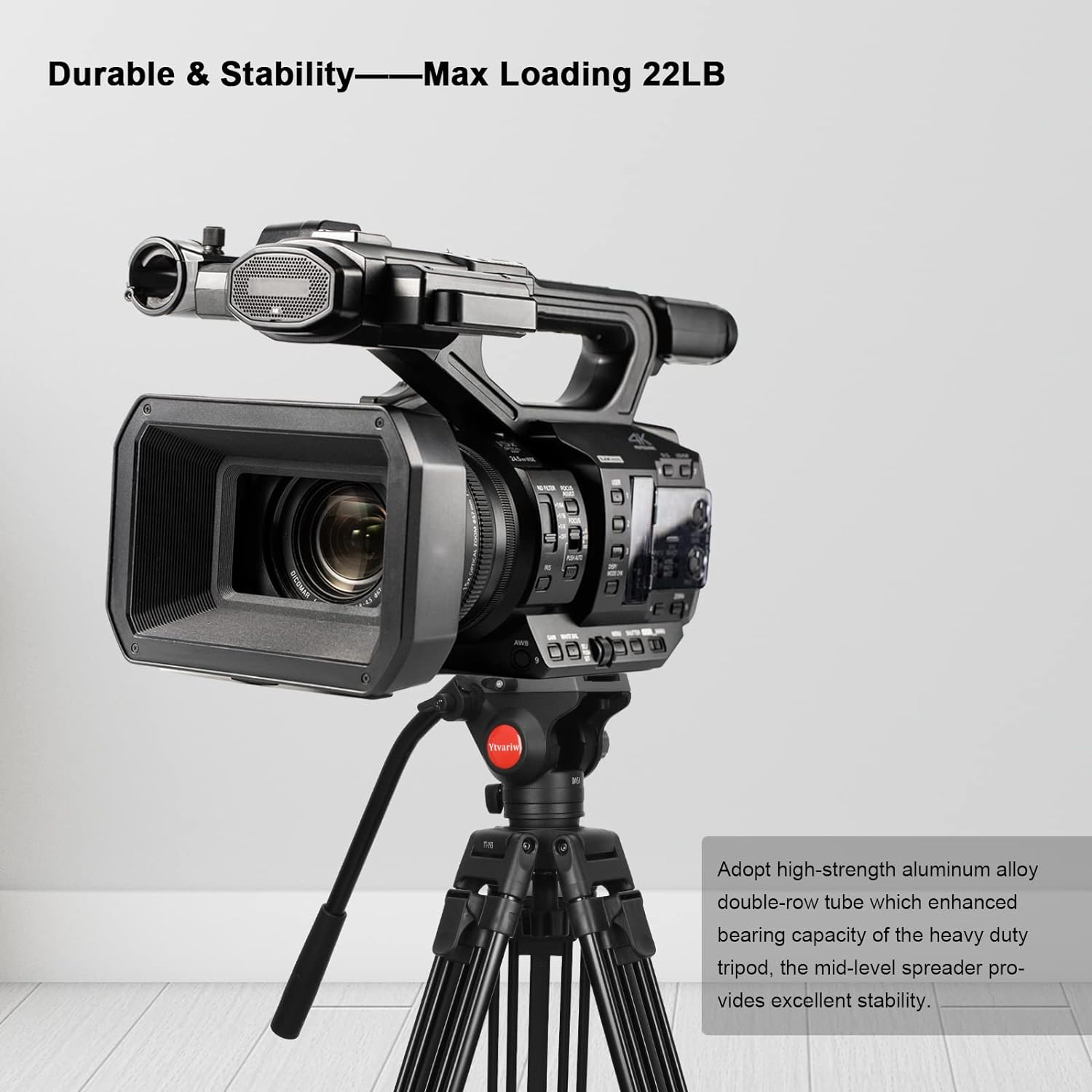 YTVARIW Heavy Duty Tripod Professional Video Camera Tripod Aluminium 67 Inches